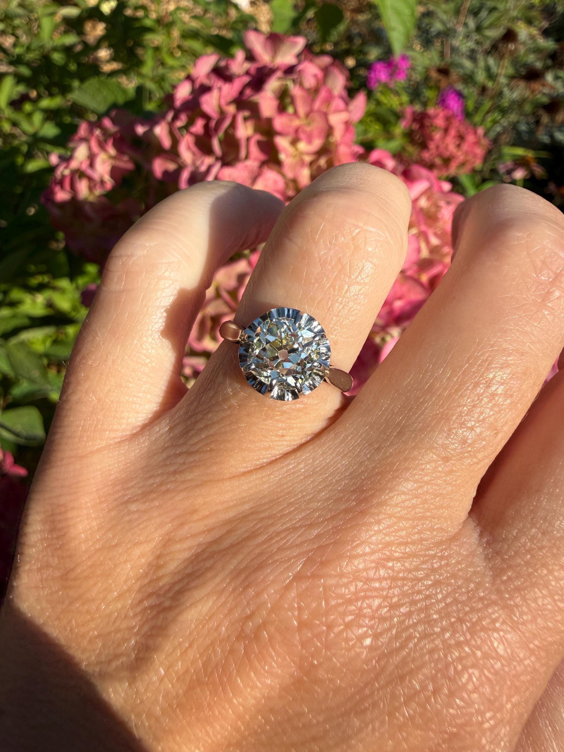 Original Vintage Eye Clean 1.55 Carat Natural Old Mine Cut DiAMOND Solitaire Ring French 18k White GOLD Platinum Engagement Art Deco 1.5Ctw