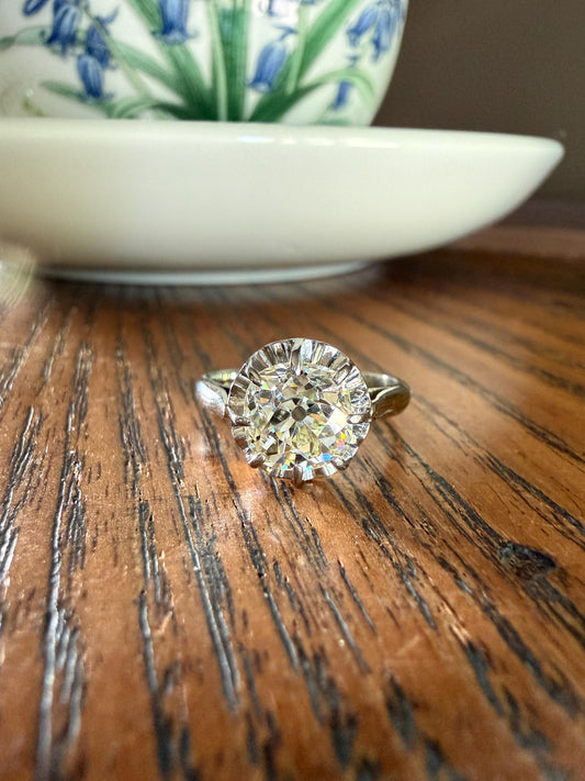 Original Vintage Eye Clean 1.55 Carat Natural Old Mine Cut DiAMOND Solitaire Ring French 18k White GOLD Platinum Engagement Art Deco 1.5Ctw