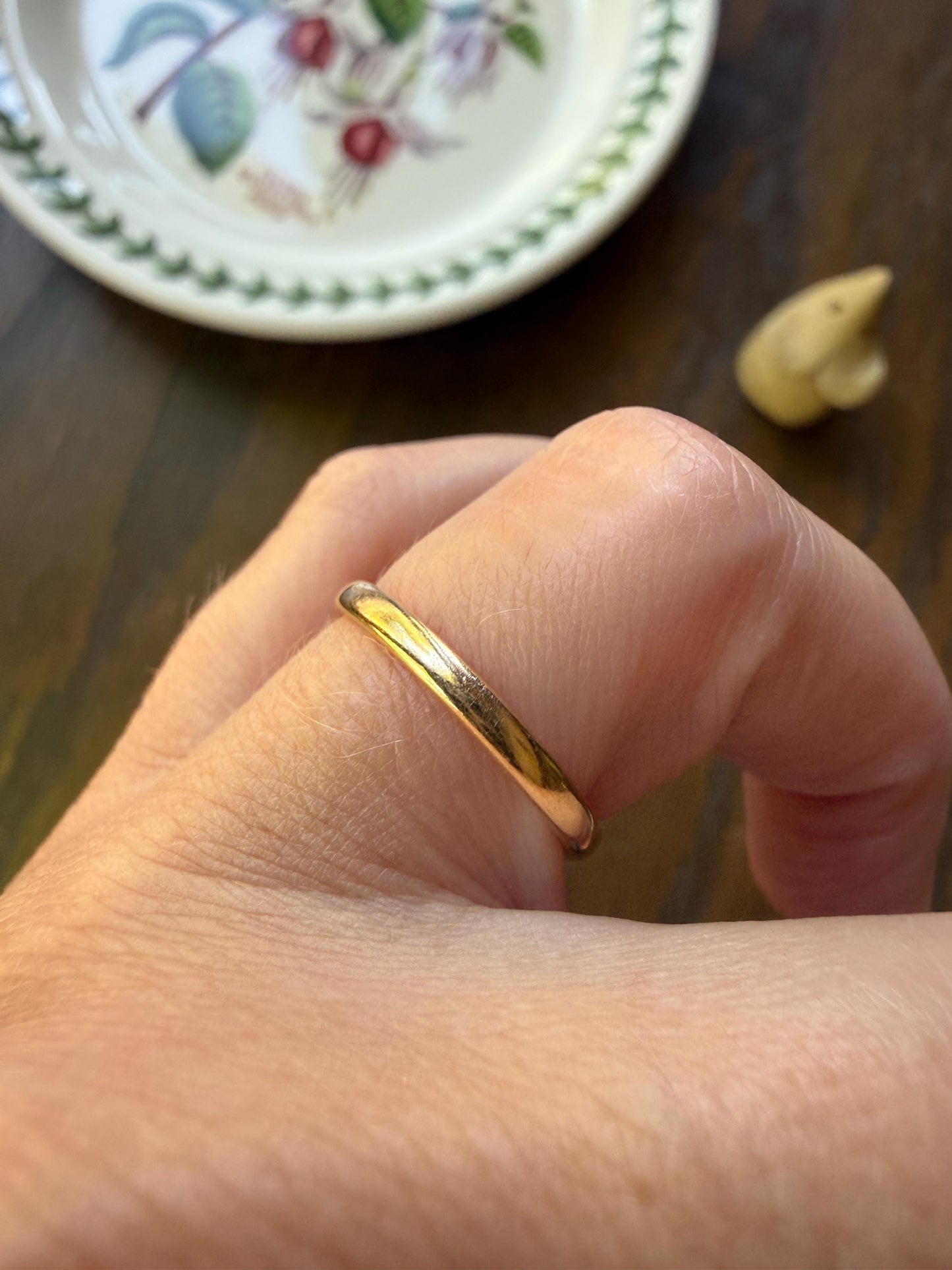 Comfort Fit Antique Victorian Skinny Band 18k Gold Sz 6 Wedding Ring JR Wood Stacker Something Old Minimalist