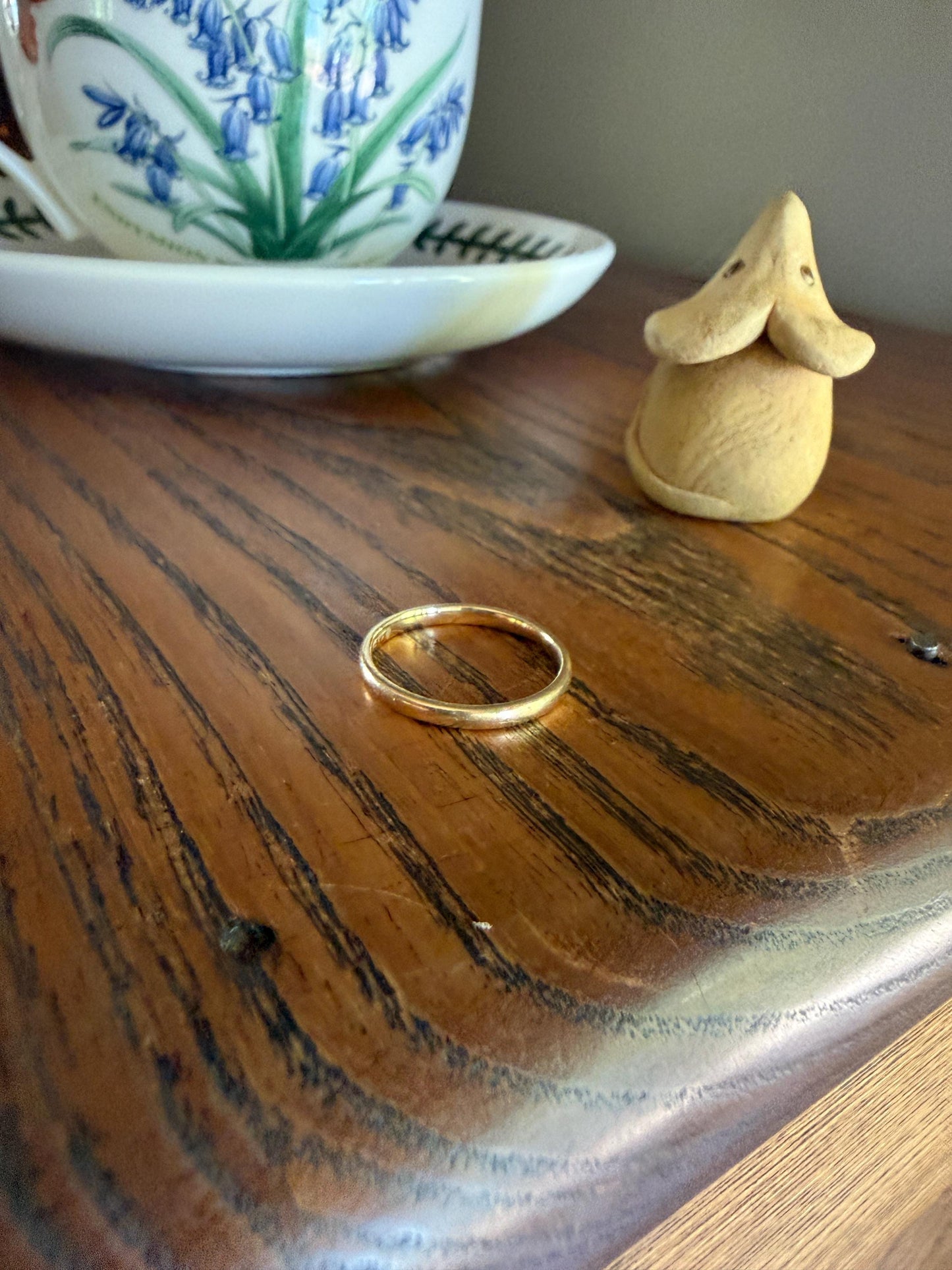 Comfort Fit Antique Victorian Skinny Band 18k Gold Sz 6 Wedding Ring JR Wood Stacker Something Old Minimalist