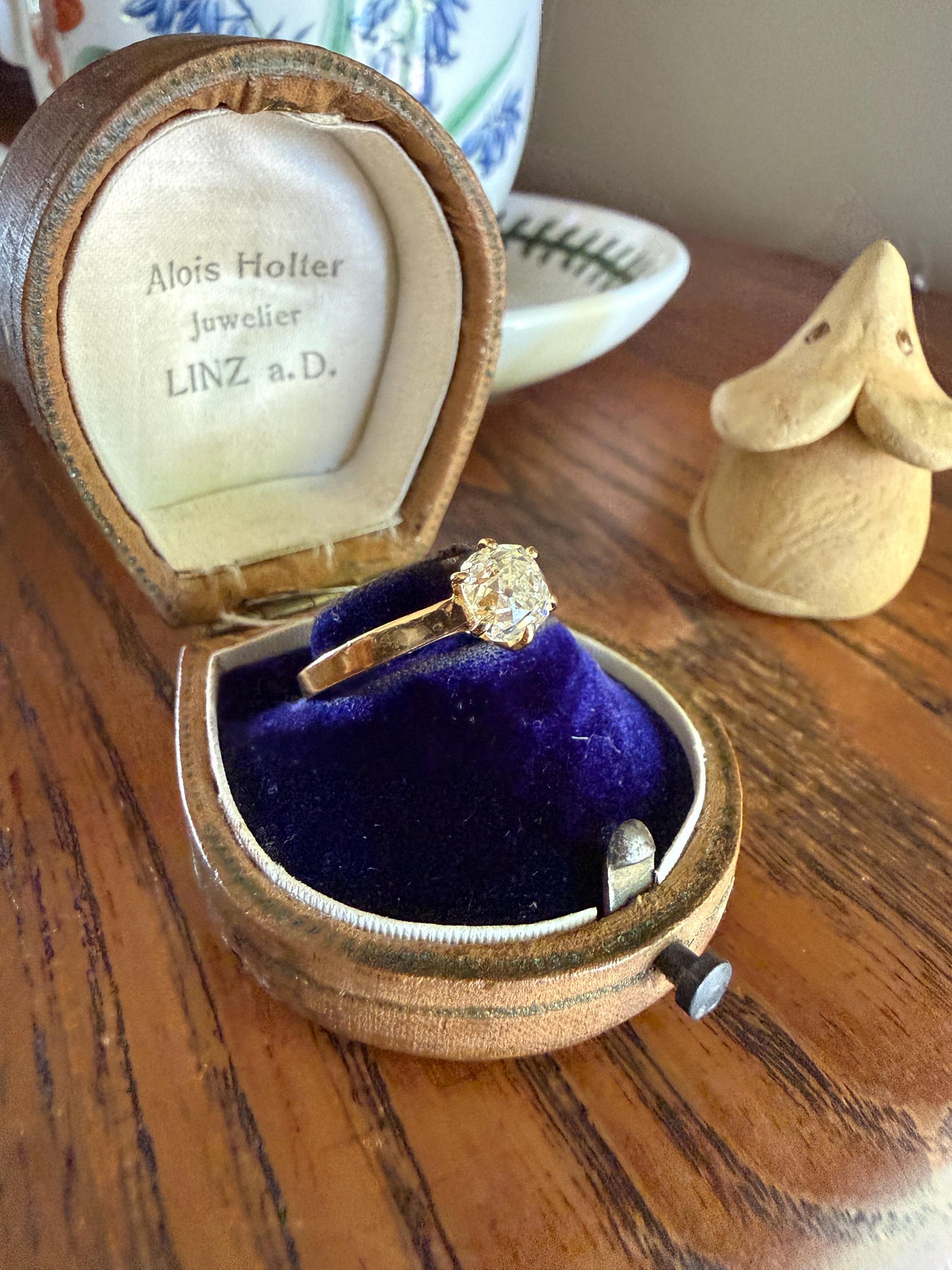 Antique 1.3 CARAT Natural Eye Clean Old Mine Cushion Cut DIAMOND Solitaire French Vintage Engagement Ring 18k Gold Solid Yellow 1.3Ct OMC