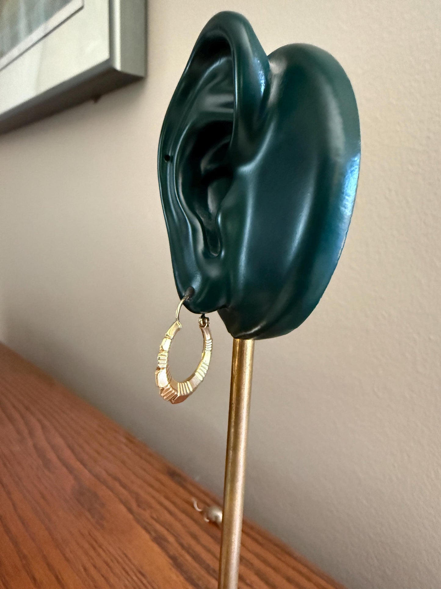 French Vintage CREOLE Hoop EARRINGS 18k Gold Dangle Linear Beveled Shimmering Gypsy Earstack
