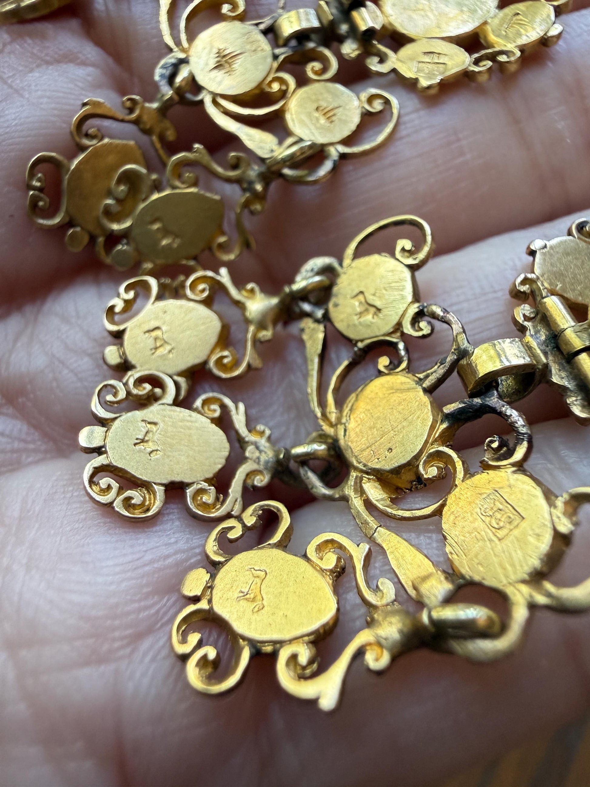 Heavy ANTIQUE Iberian Pendeloque Earrings Natural Rose Cut Diamond 20g 18k Gold Georgian era Chandelier Traditional Dangle Hand Made Baroque