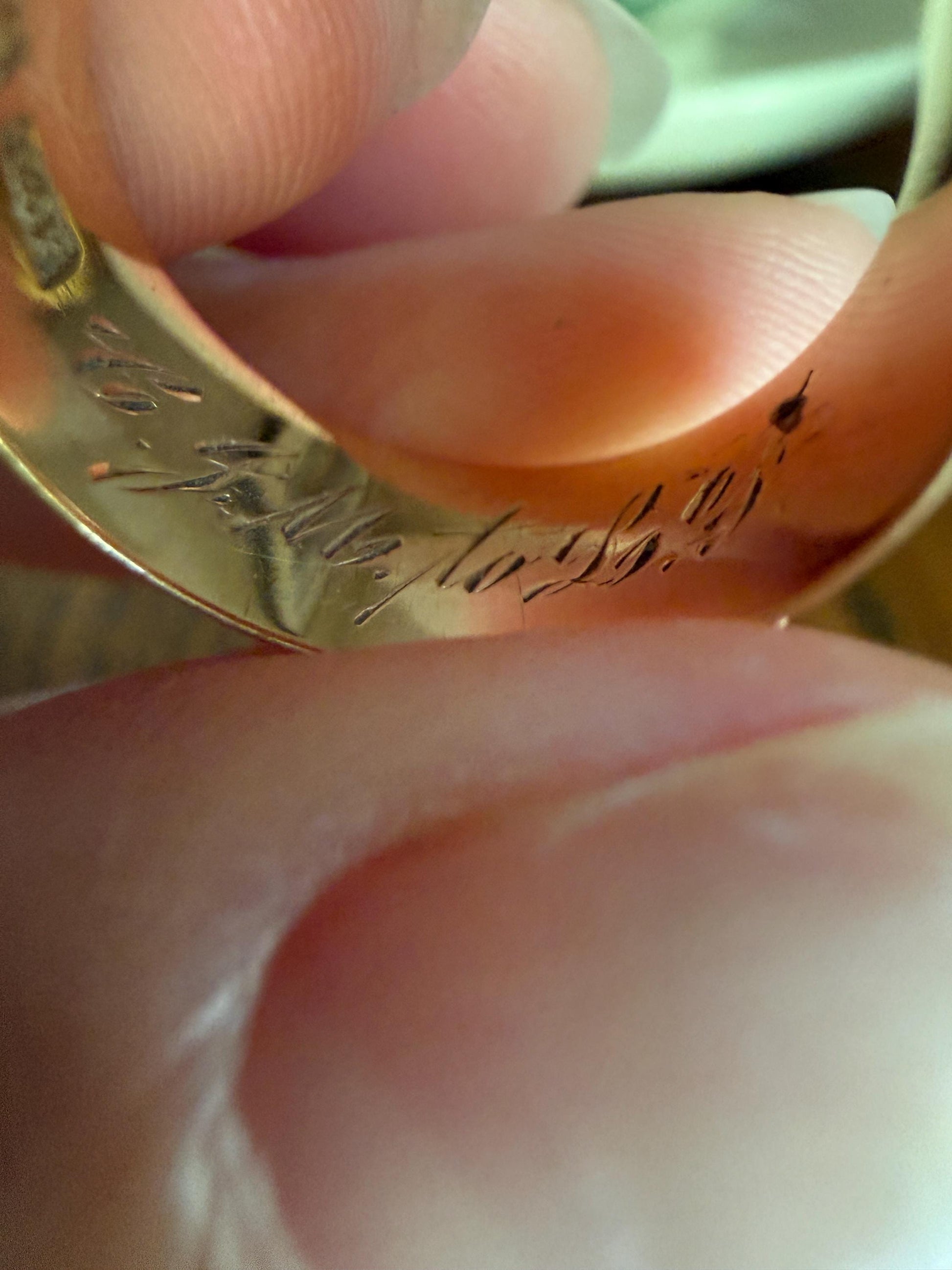 Victorian ANTIQUE Extra WIDE 7.7mm Wedding Band Engraved Ring 14k Gold Solid Romantic Stacker