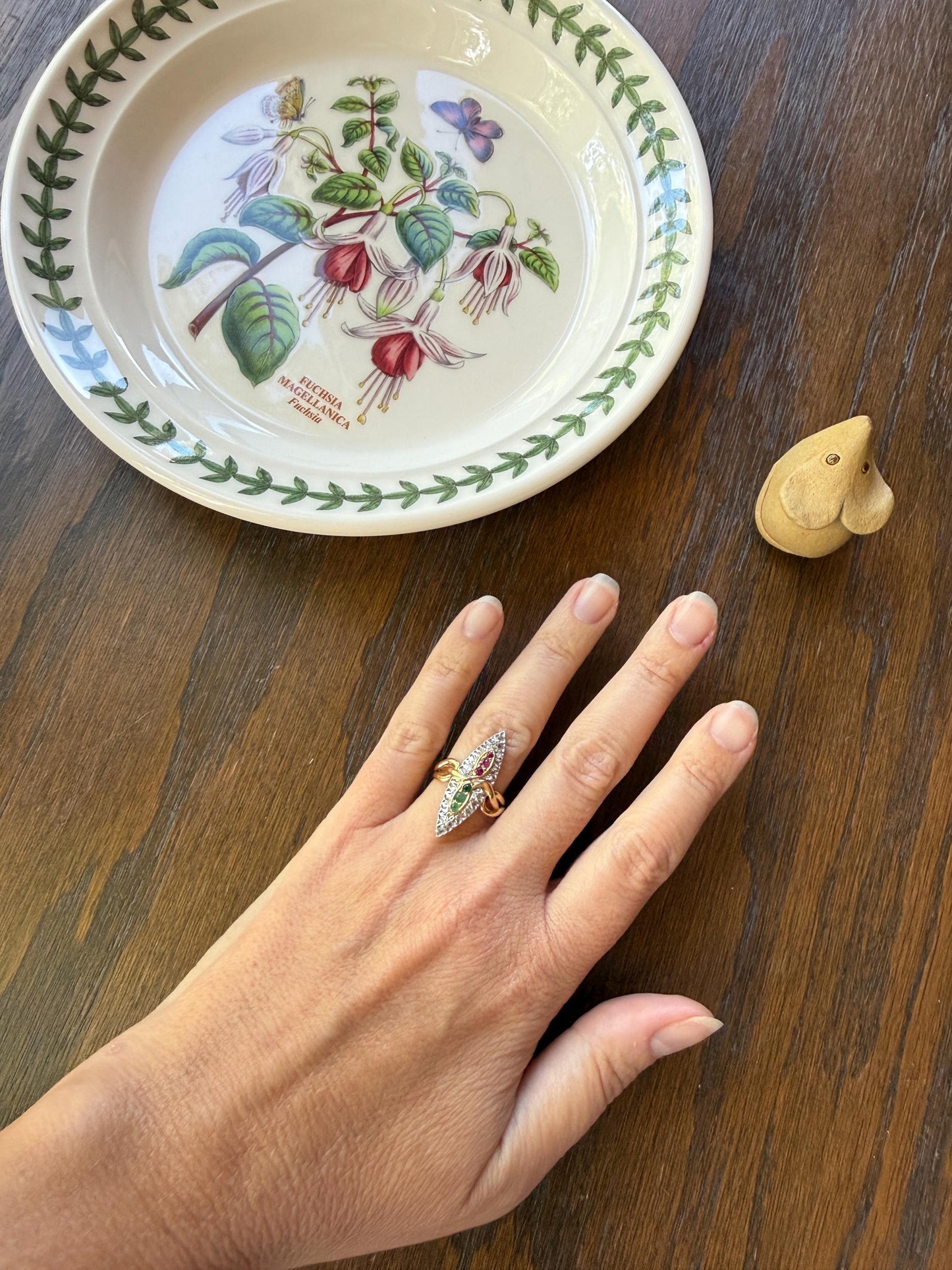 Double SNAKES Antique Ring Natural Ruby Emerald Rose Cut DIAMOND Halo Navette Ring 18k Gold Platinum Red Green Victorian