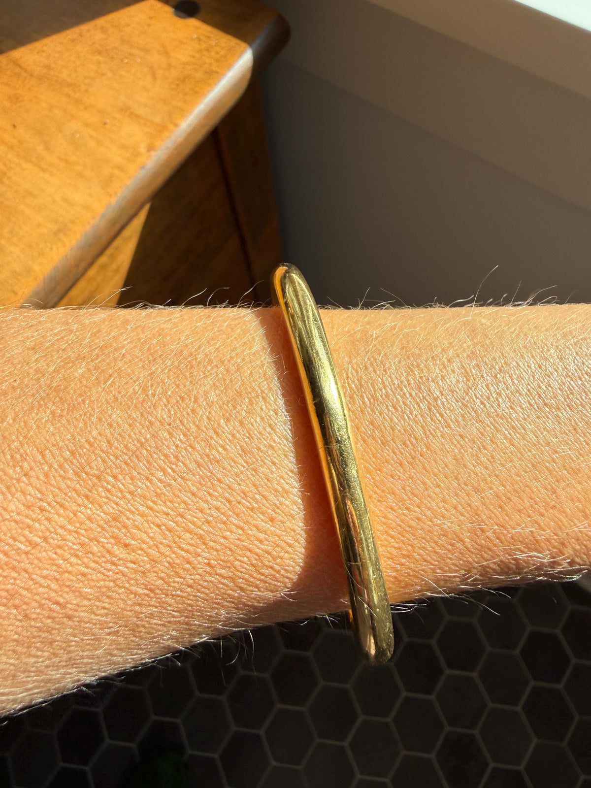 French Antique Period Hallmark Oval Donut Hinged Bangle Bracelet 17.4g 18k GOLD Solid Pipe Stacker Wriststack Staple Glowing Victorian