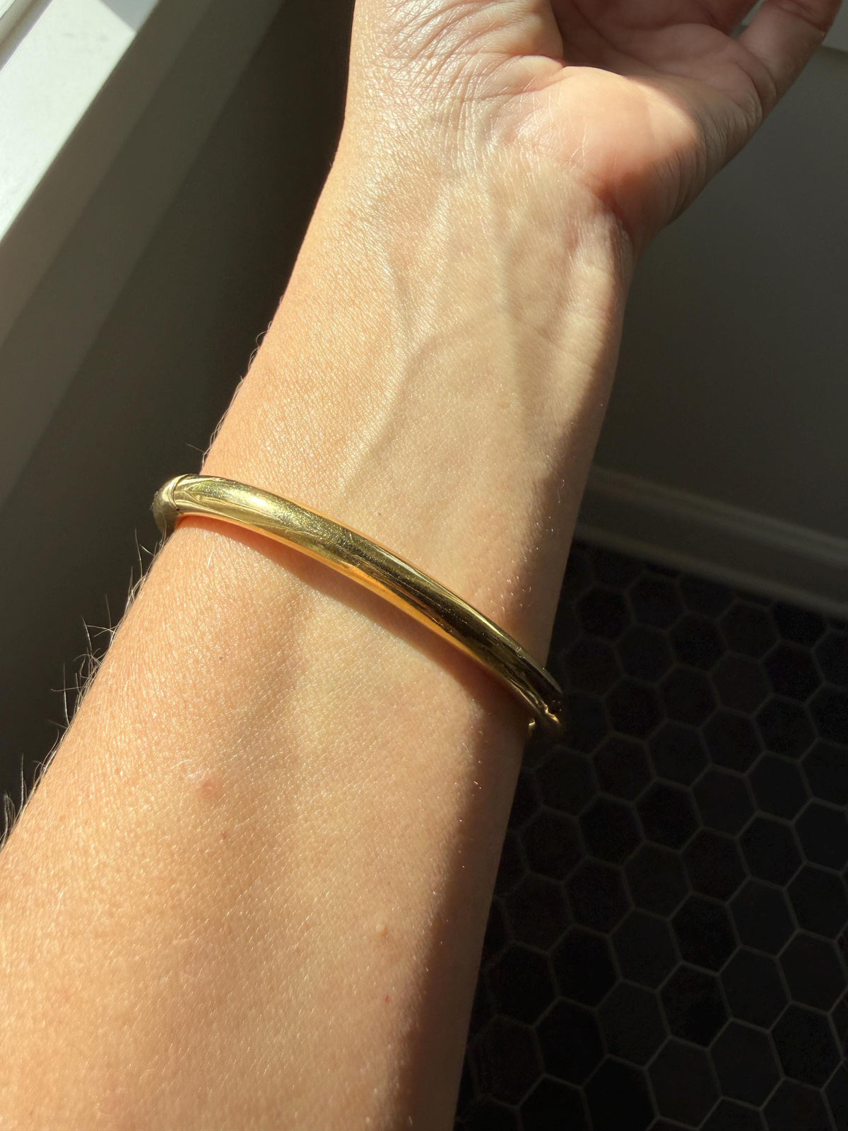 French Antique Period Hallmark Oval Donut Hinged Bangle Bracelet 17.4g 18k GOLD Solid Pipe Stacker Wriststack Staple Glowing Victorian