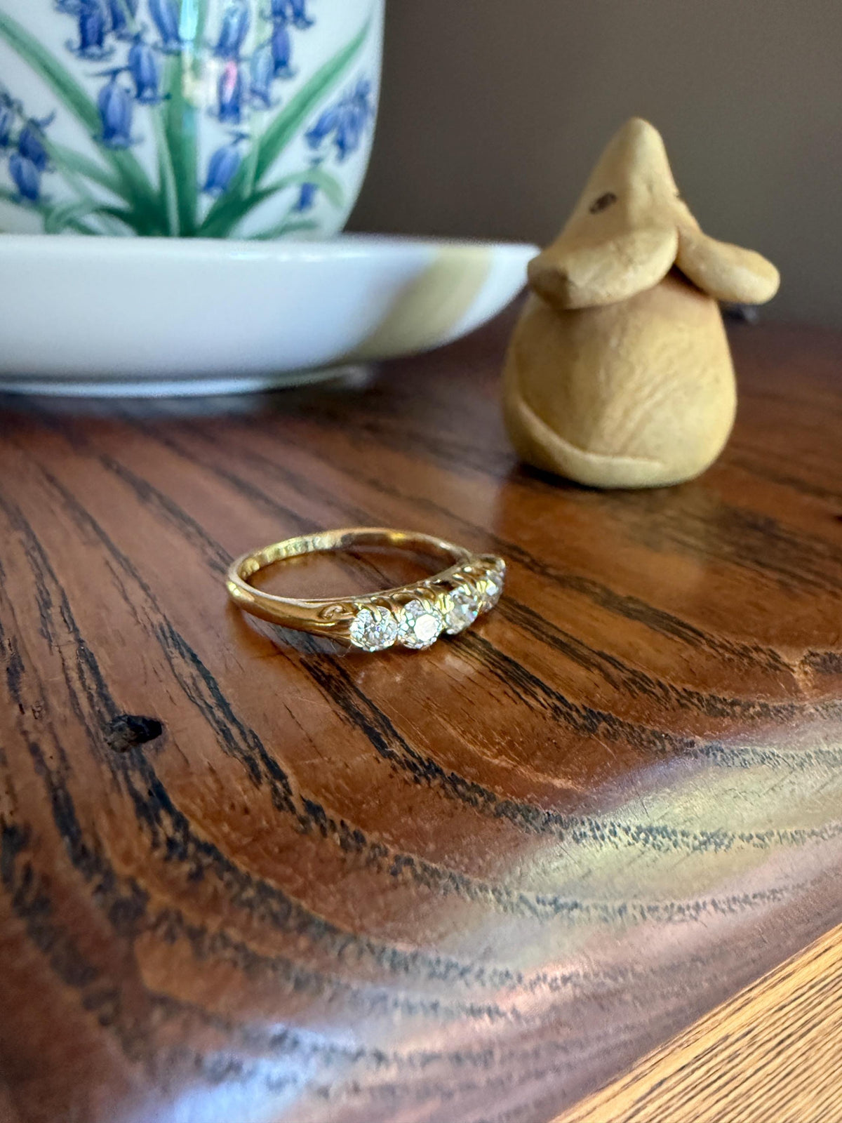 Victorian Antique .8 Carat Old Mine Cut Diamond Five Stone Ring 18k Gold Eye Clean Daily Wearer Band