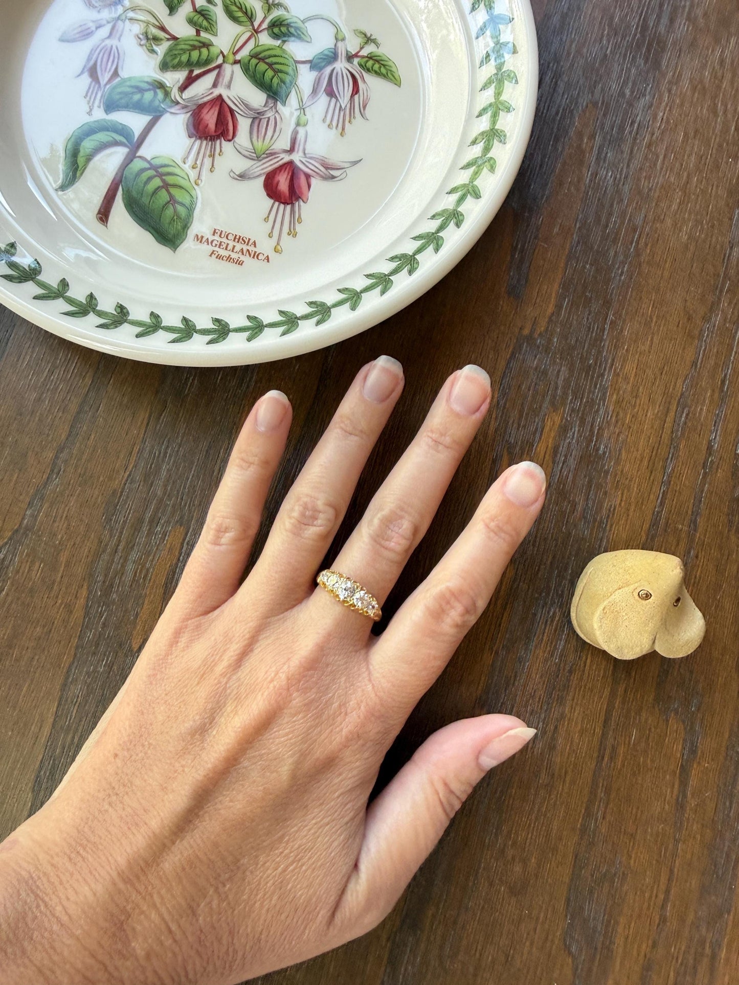 Victorian c1894 Antique 1.2 Carat Old Mine Cut Diamond Five Stone Ring 18k Gold Eye Clean Daily Wearer Band Scrolled Ornate