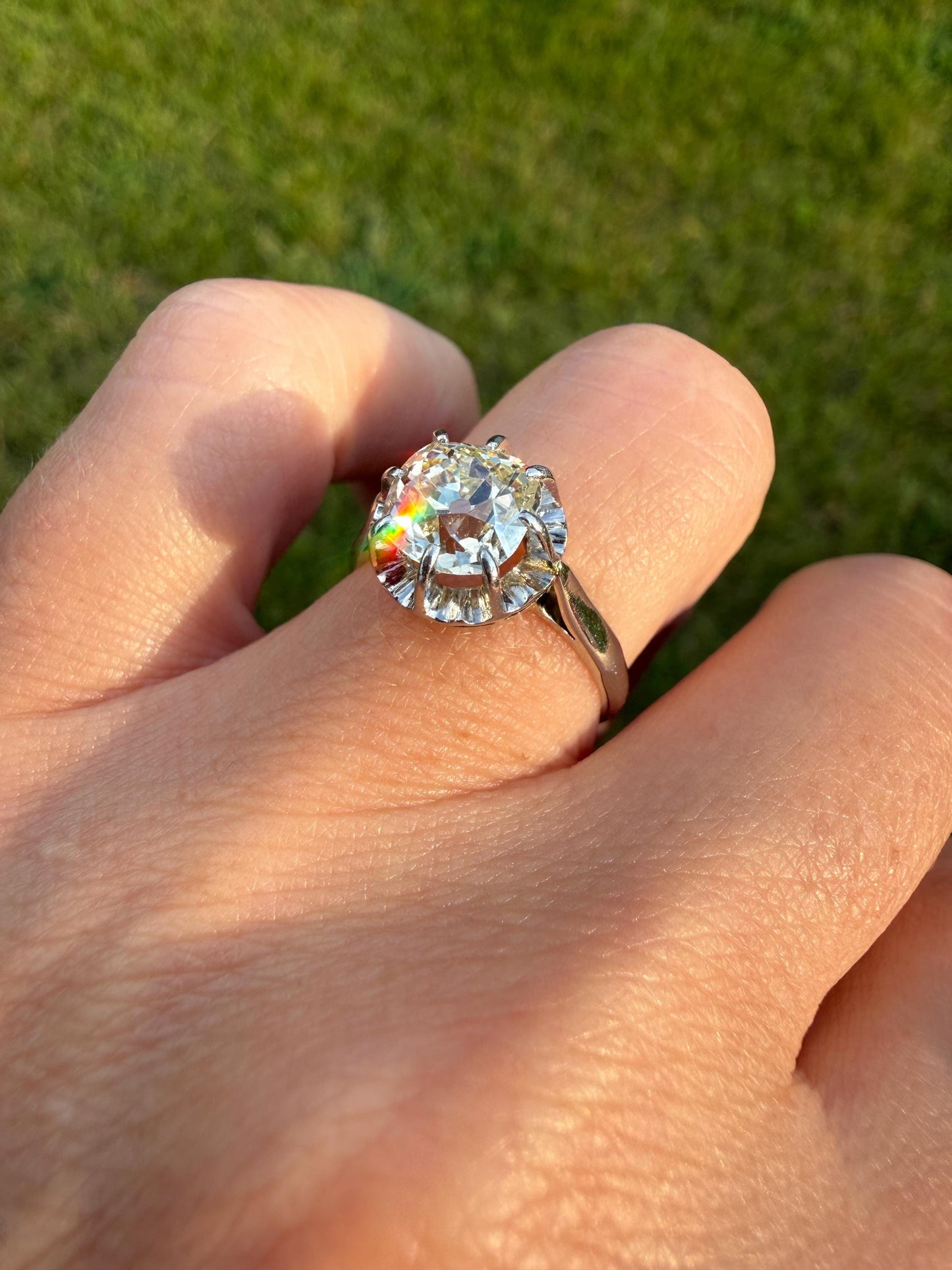 Original Vintage Eye Clean 1.55 Carat Natural Old Mine Cut DiAMOND Solitaire Ring French 18k White GOLD Platinum Engagement Art Deco 1.5Ctw