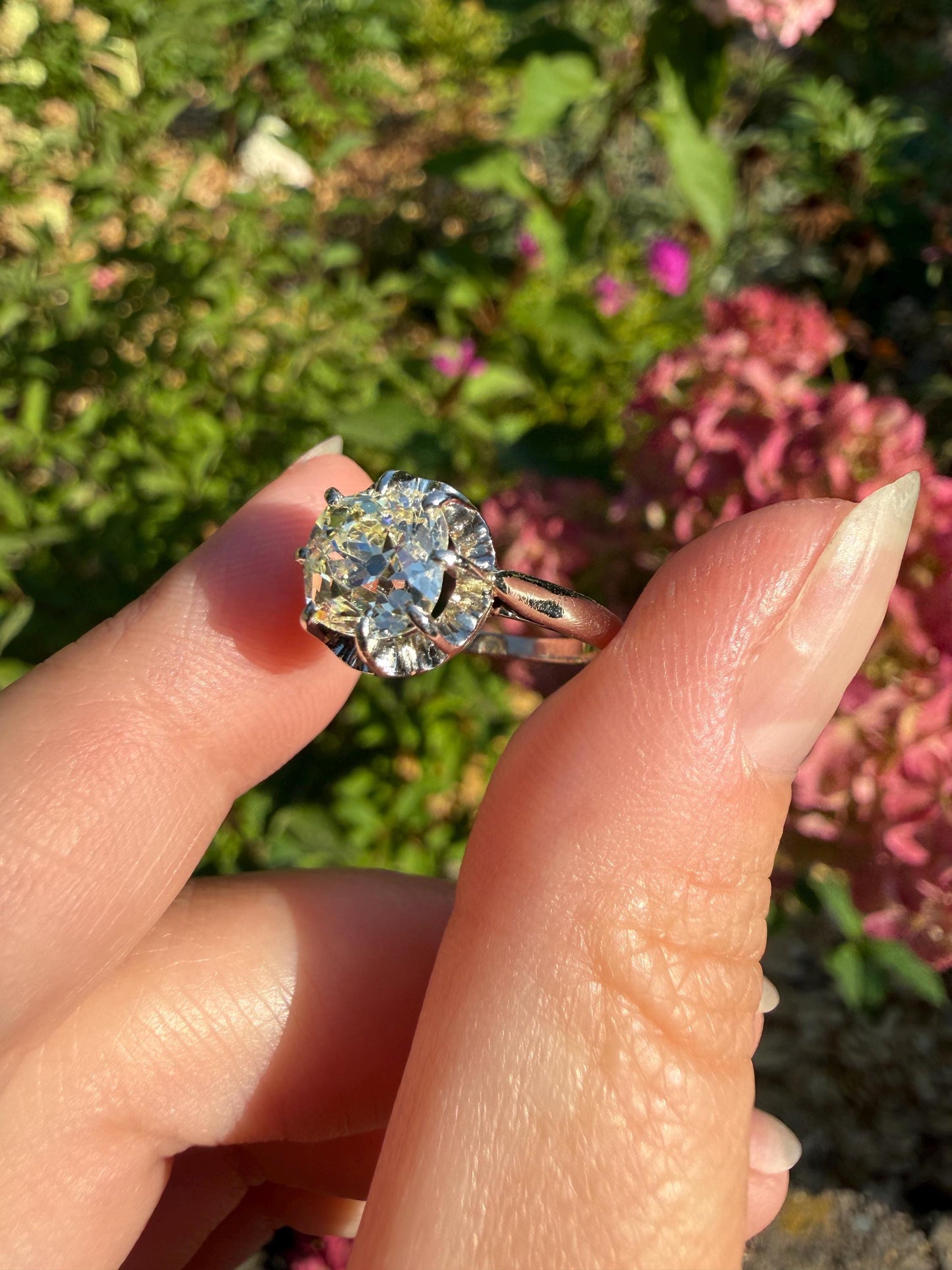 Original Vintage Eye Clean 1.55 Carat Natural Old Mine Cut DiAMOND Solitaire Ring French 18k White GOLD Platinum Engagement Art Deco 1.5Ctw