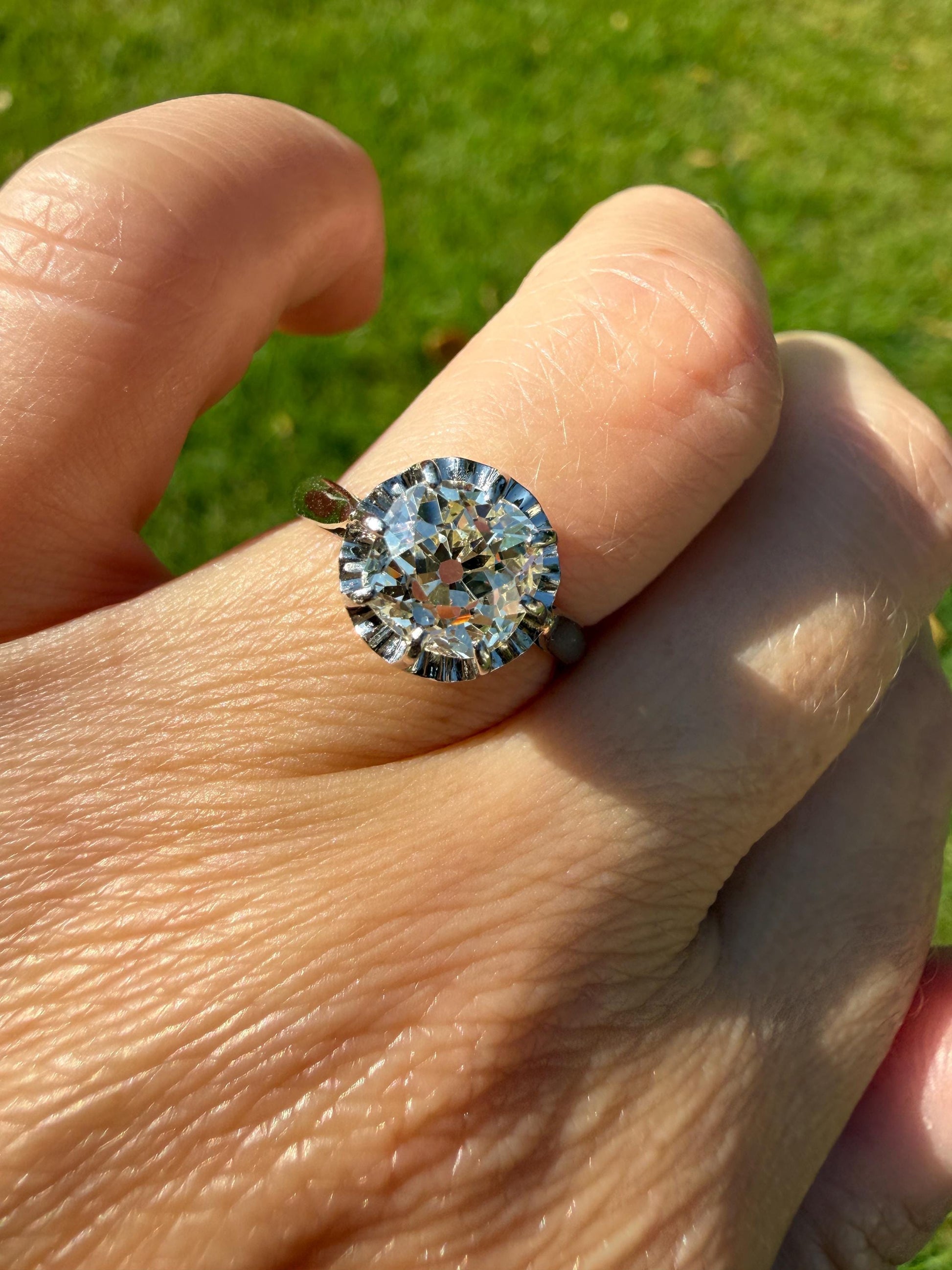 Original Vintage Eye Clean 1.55 Carat Natural Old Mine Cut DiAMOND Solitaire Ring French 18k White GOLD Platinum Engagement Art Deco 1.5Ctw