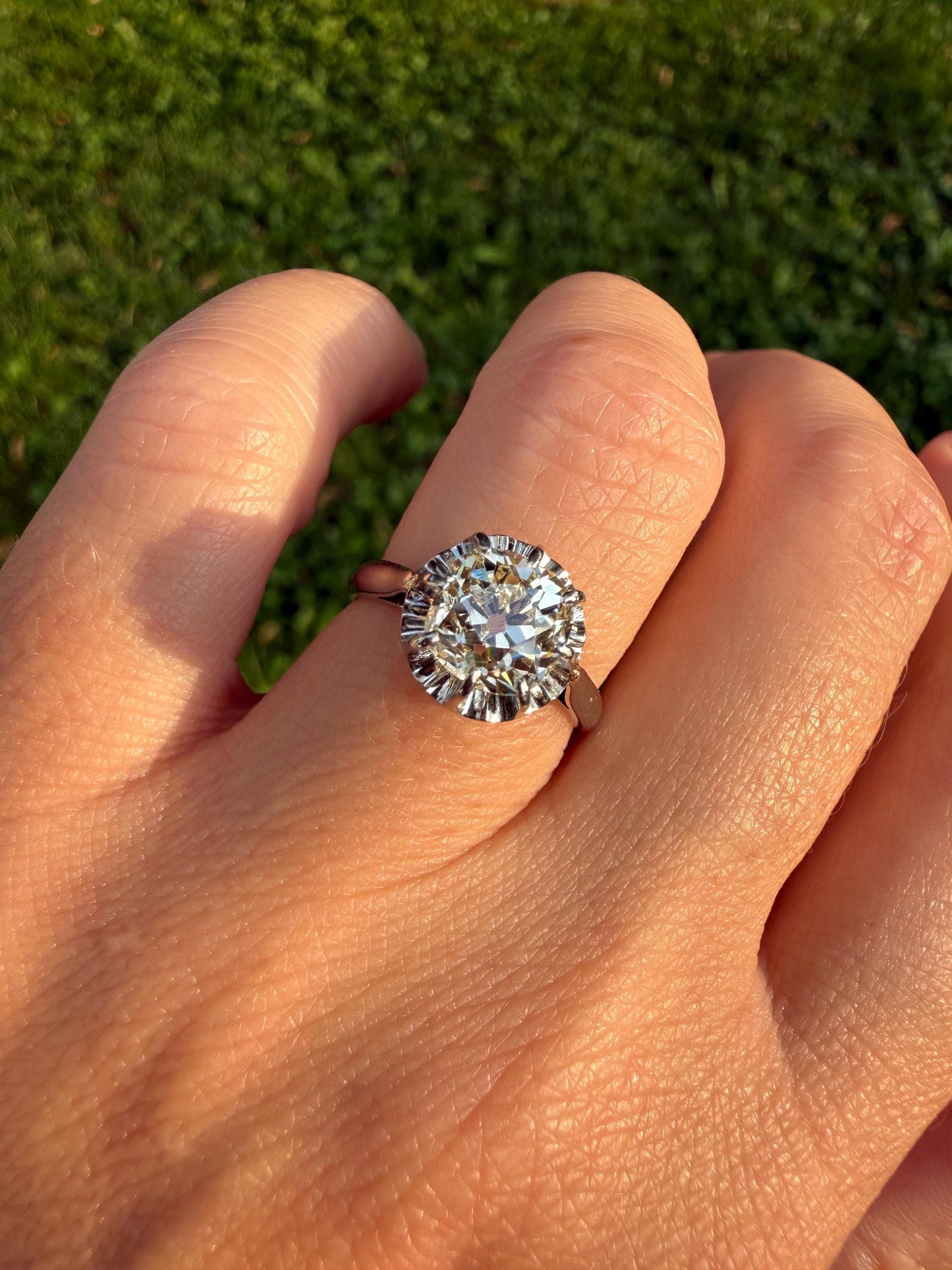 Original Vintage Eye Clean 1.55 Carat Natural Old Mine Cut DiAMOND Solitaire Ring French 18k White GOLD Platinum Engagement Art Deco 1.5Ctw