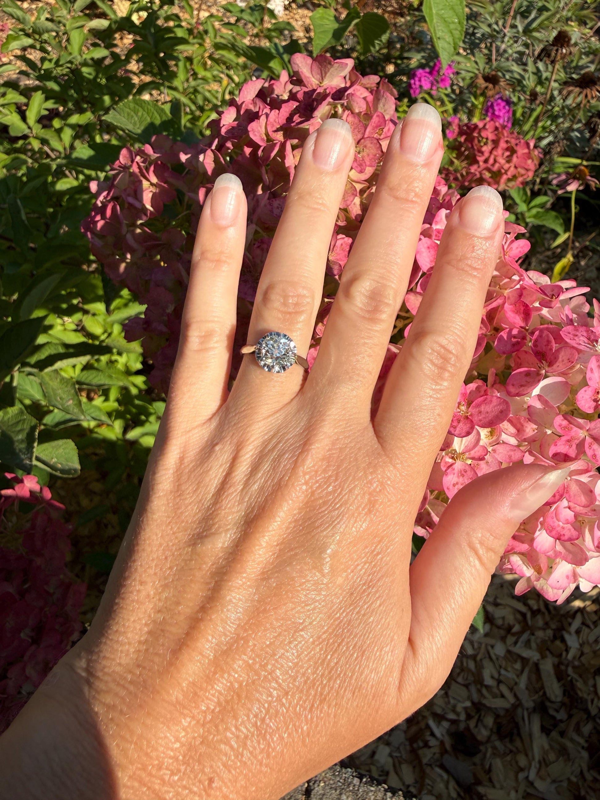Original Vintage Eye Clean 1.55 Carat Natural Old Mine Cut DiAMOND Solitaire Ring French 18k White GOLD Platinum Engagement Art Deco 1.5Ctw