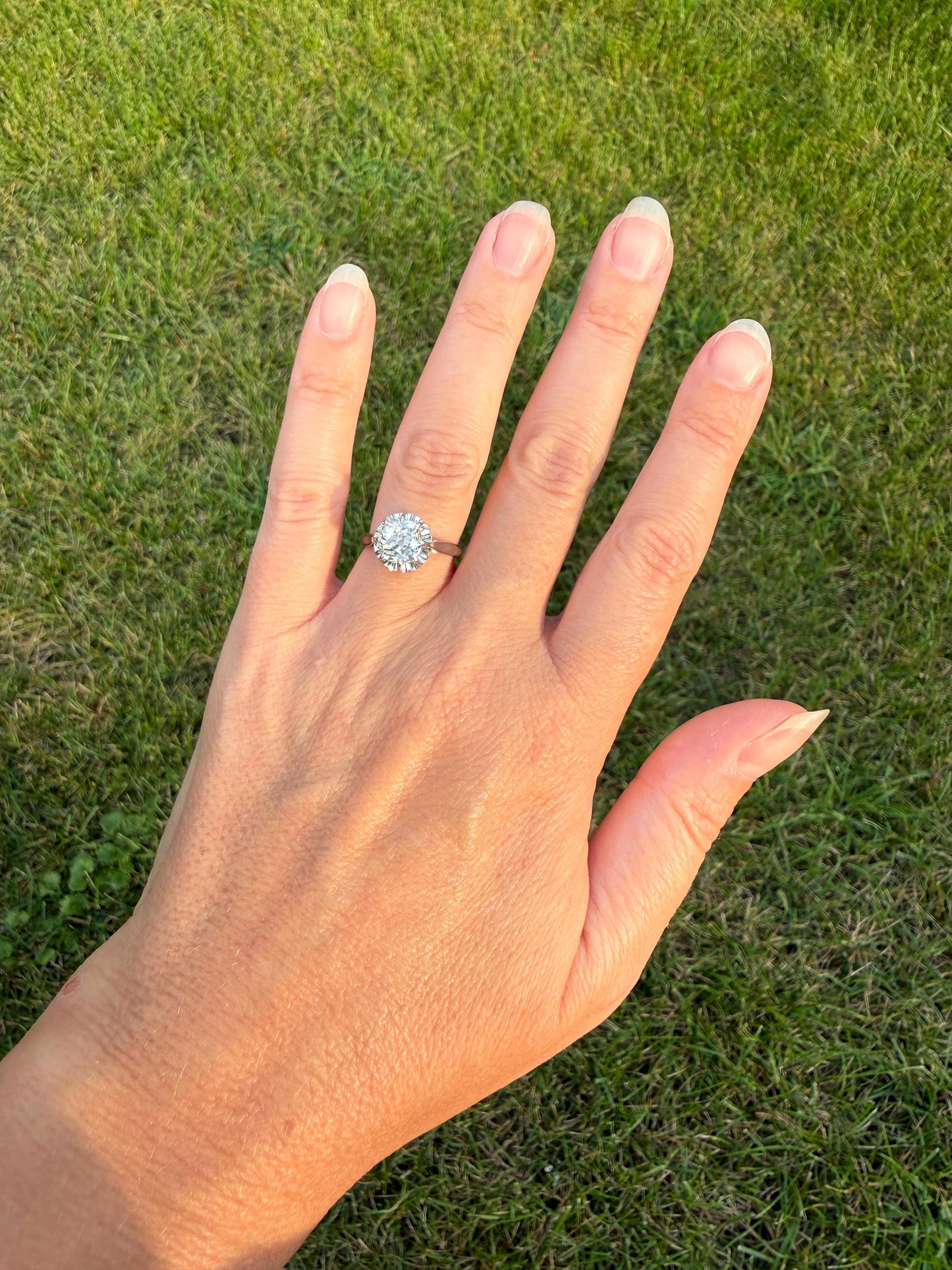 Original Vintage Eye Clean 1.55 Carat Natural Old Mine Cut DiAMOND Solitaire Ring French 18k White GOLD Platinum Engagement Art Deco 1.5Ctw