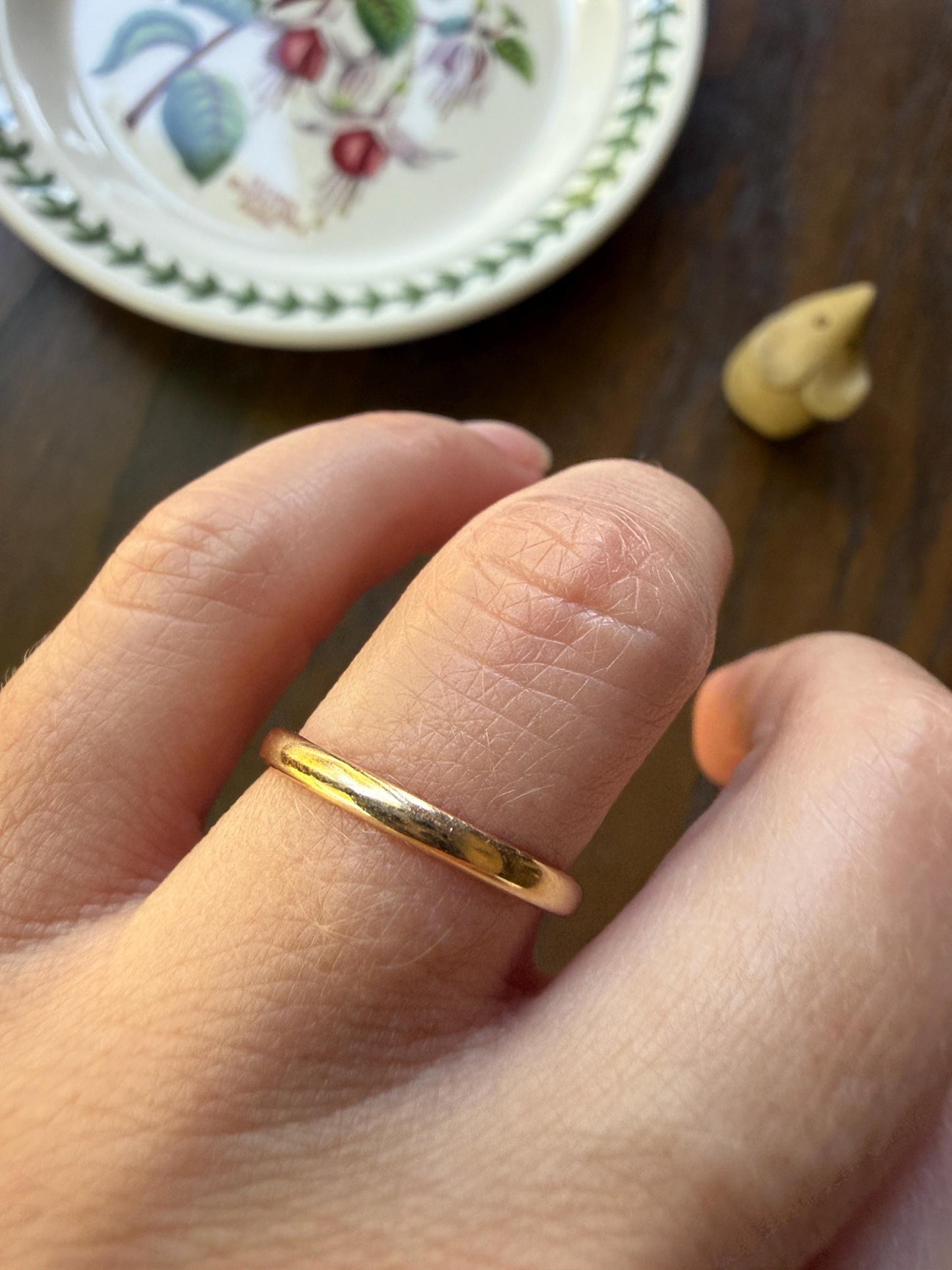 Comfort Fit Antique Victorian Skinny Band 18k Gold Sz 6 Wedding Ring JR Wood Stacker Something Old Minimalist
