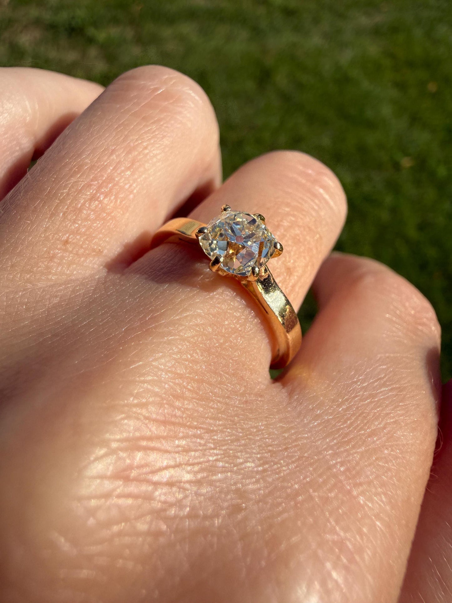Antique 1.3 CARAT Natural Eye Clean Old Mine Cushion Cut DIAMOND Solitaire French Vintage Engagement Ring 18k Gold Solid Yellow 1.3Ct OMC