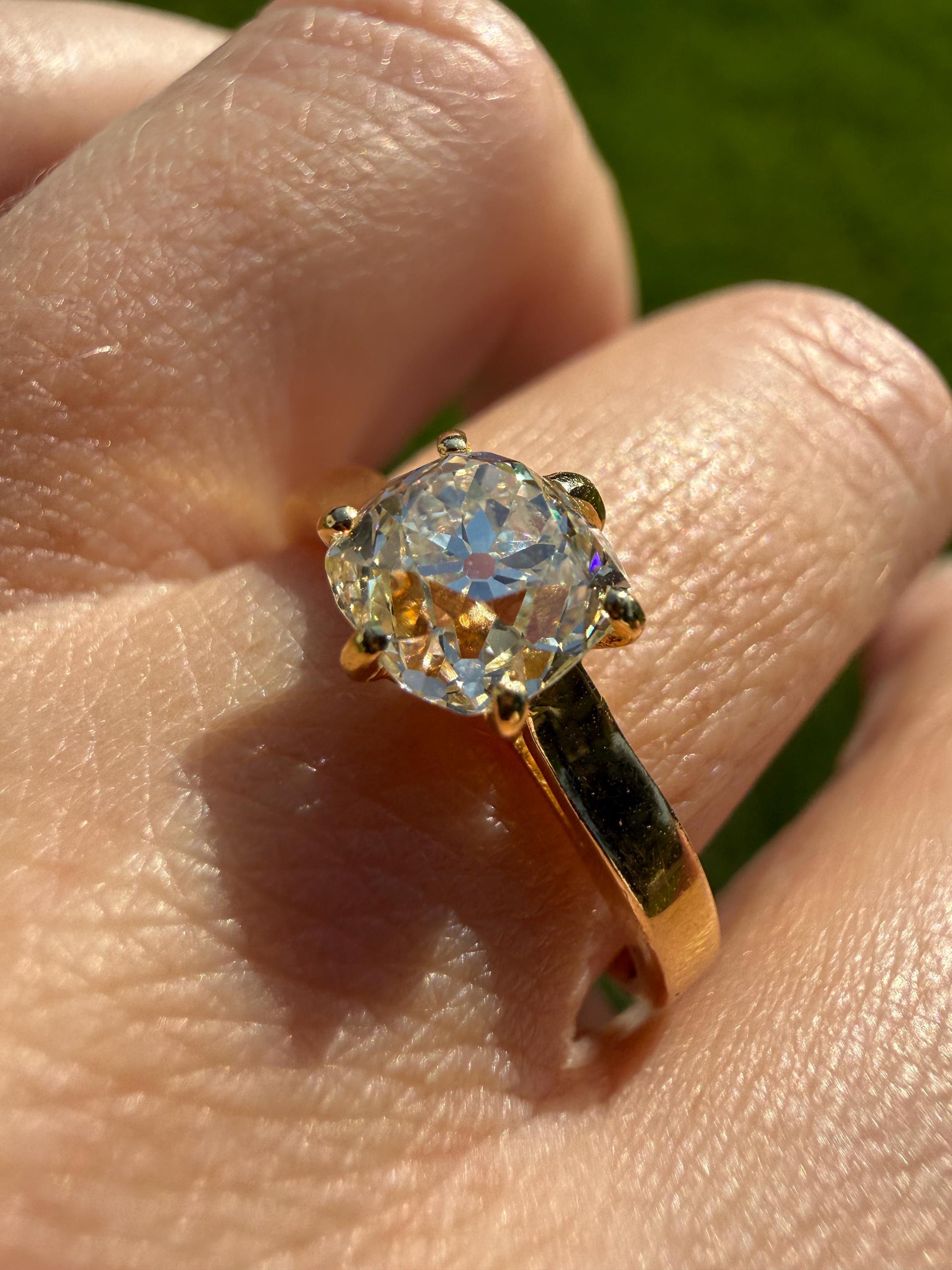 Antique 1.3 CARAT Natural Eye Clean Old Mine Cushion Cut DIAMOND Solitaire French Vintage Engagement Ring 18k Gold Solid Yellow 1.3Ct OMC