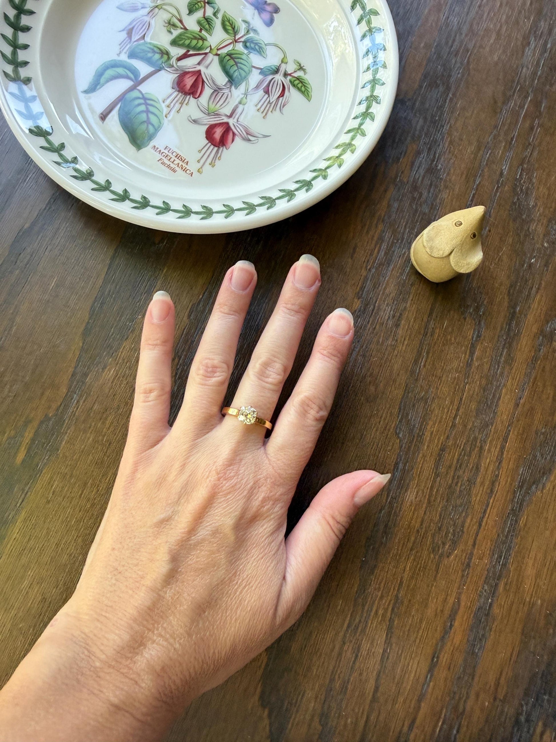Antique 1.3 CARAT Natural Eye Clean Old Mine Cushion Cut DIAMOND Solitaire French Vintage Engagement Ring 18k Gold Solid Yellow 1.3Ct OMC