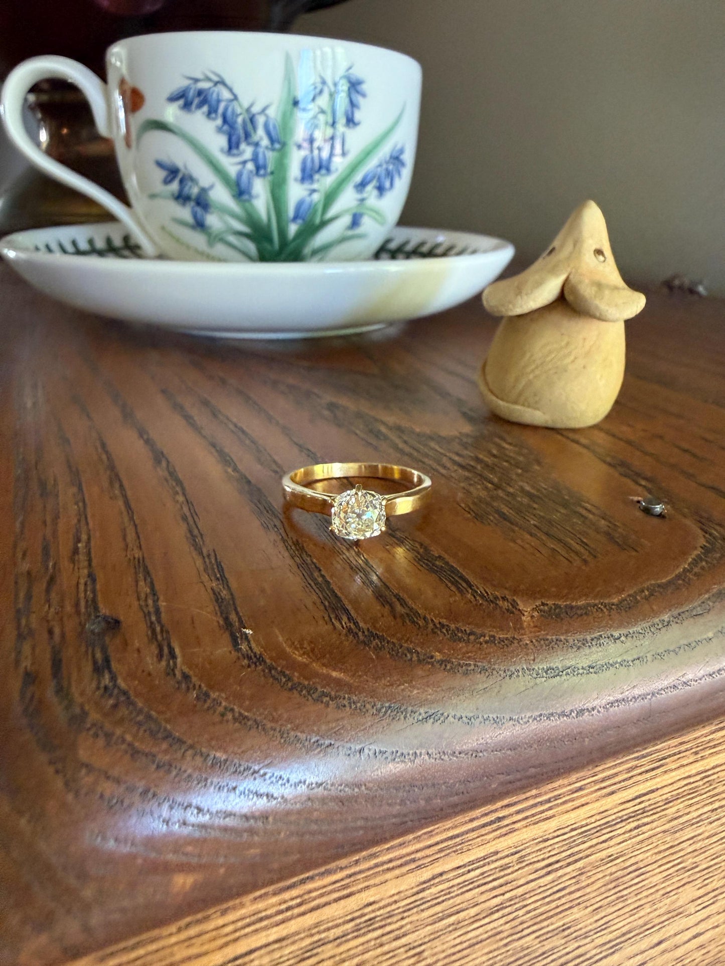 Antique 1.3 CARAT Natural Eye Clean Old Mine Cushion Cut DIAMOND Solitaire French Vintage Engagement Ring 18k Gold Solid Yellow 1.3Ct OMC