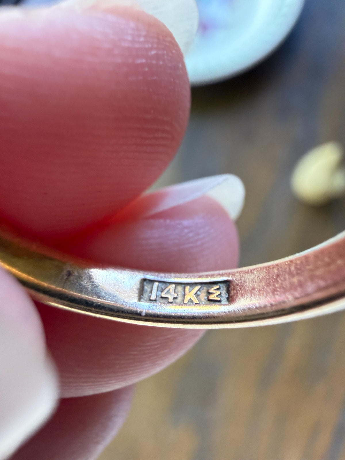 Engraved Comfort Fit Antique Victorian Skinny Band 3.3g 14k Gold Sz 7.25 Wedding Ring JR Wood Stacker Something Old Minimalist Man Unisex