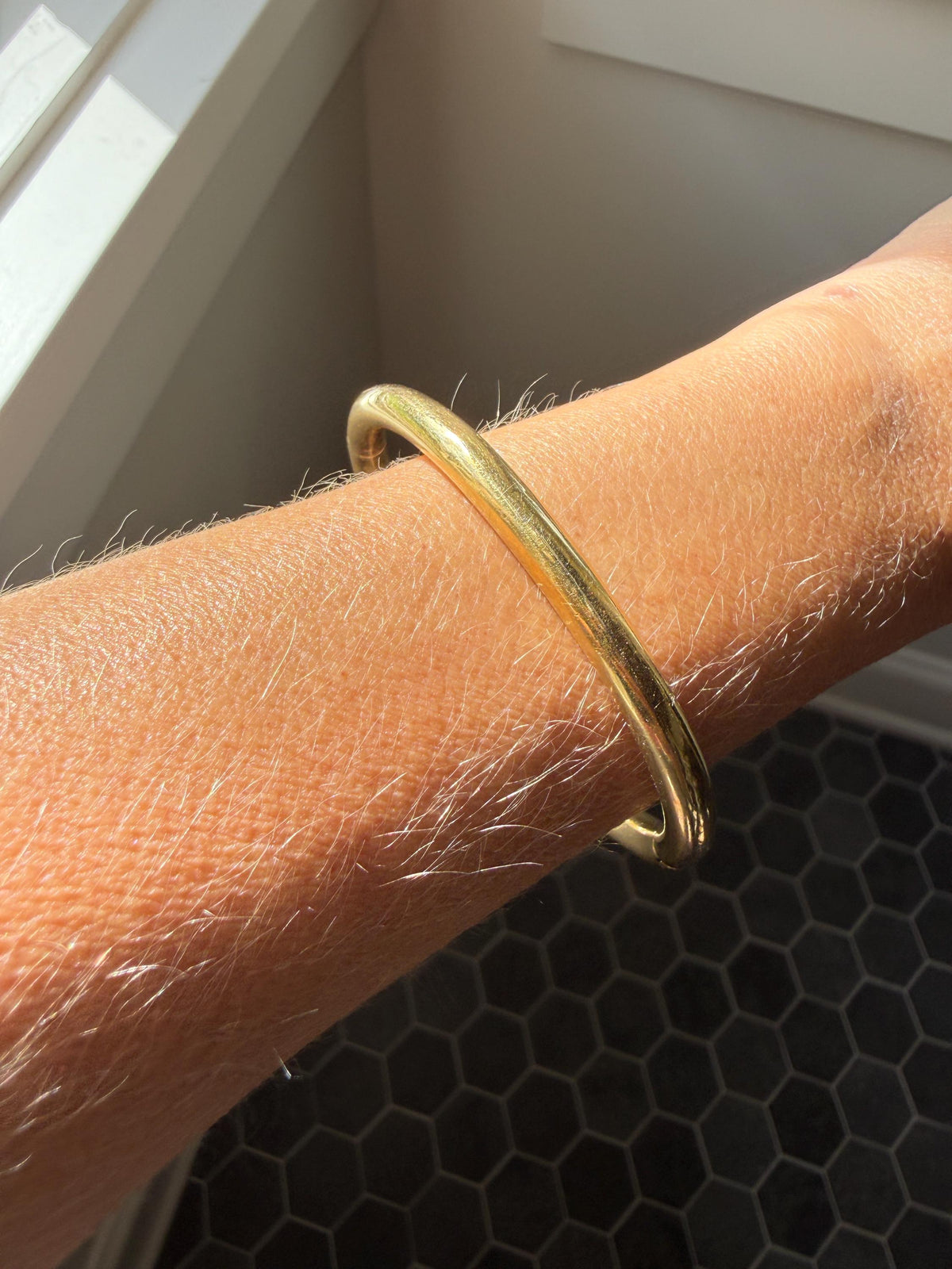 French Antique Period Hallmark Oval Donut Hinged Bangle Bracelet 17.4g 18k GOLD Solid Pipe Stacker Wriststack Staple Glowing Victorian