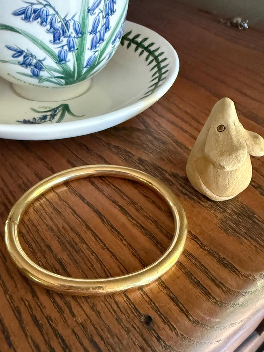 French Antique Period Hallmark Oval Donut Hinged Bangle Bracelet 17.4g 18k GOLD Solid Pipe Stacker Wriststack Staple Glowing Victorian