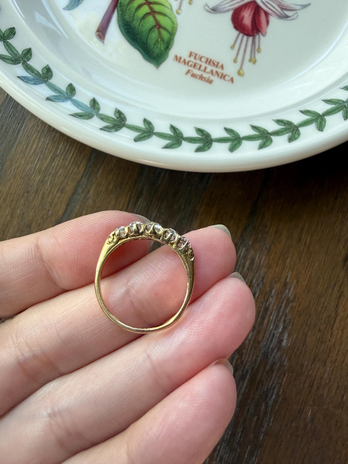 Victorian Antique .8 Carat Old Mine Cut Diamond Five Stone Ring 18k Gold Eye Clean Daily Wearer Band