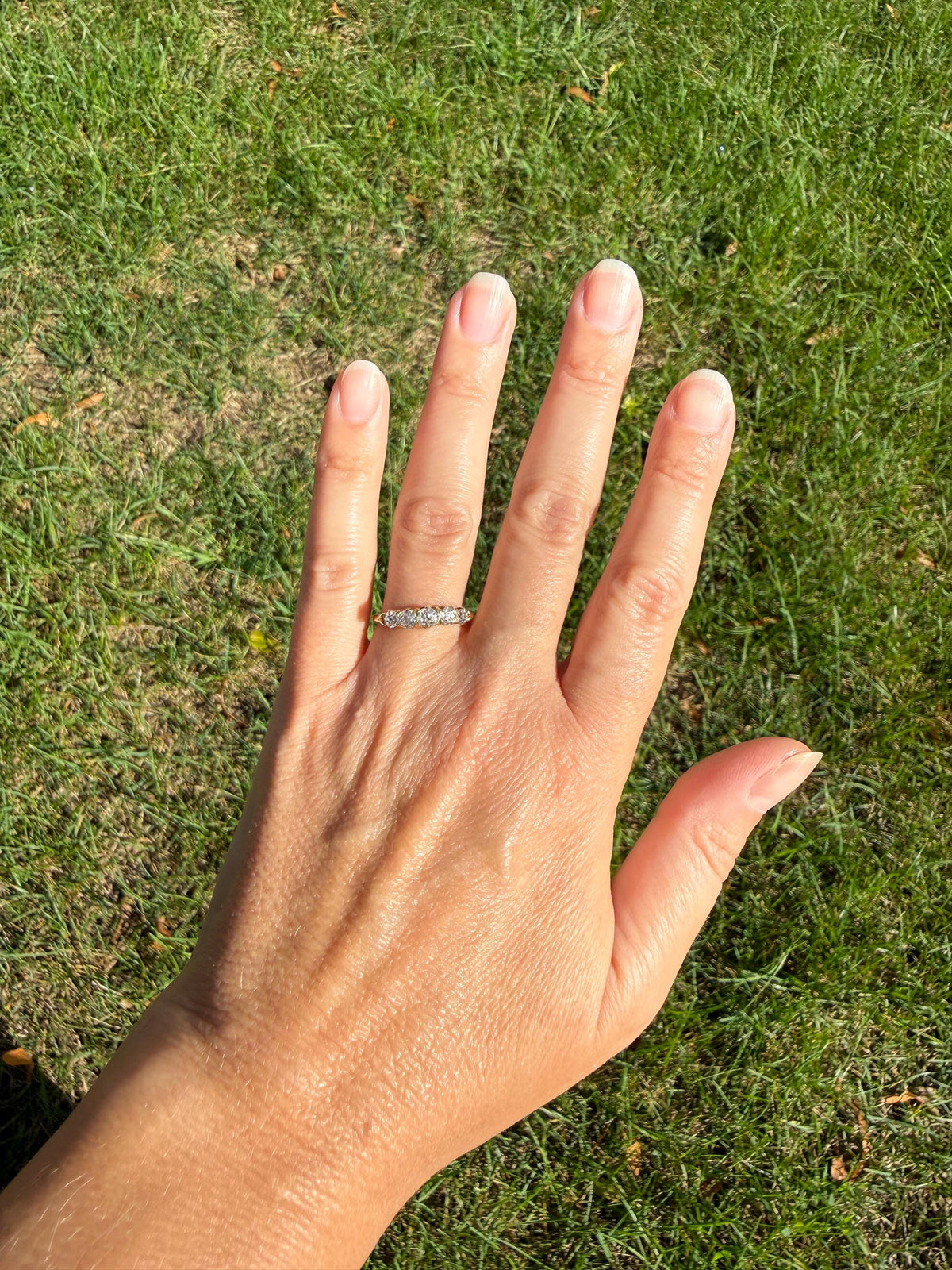 Victorian Antique .8 Carat Old Mine Cut Diamond Five Stone Ring 18k Gold Eye Clean Daily Wearer Band