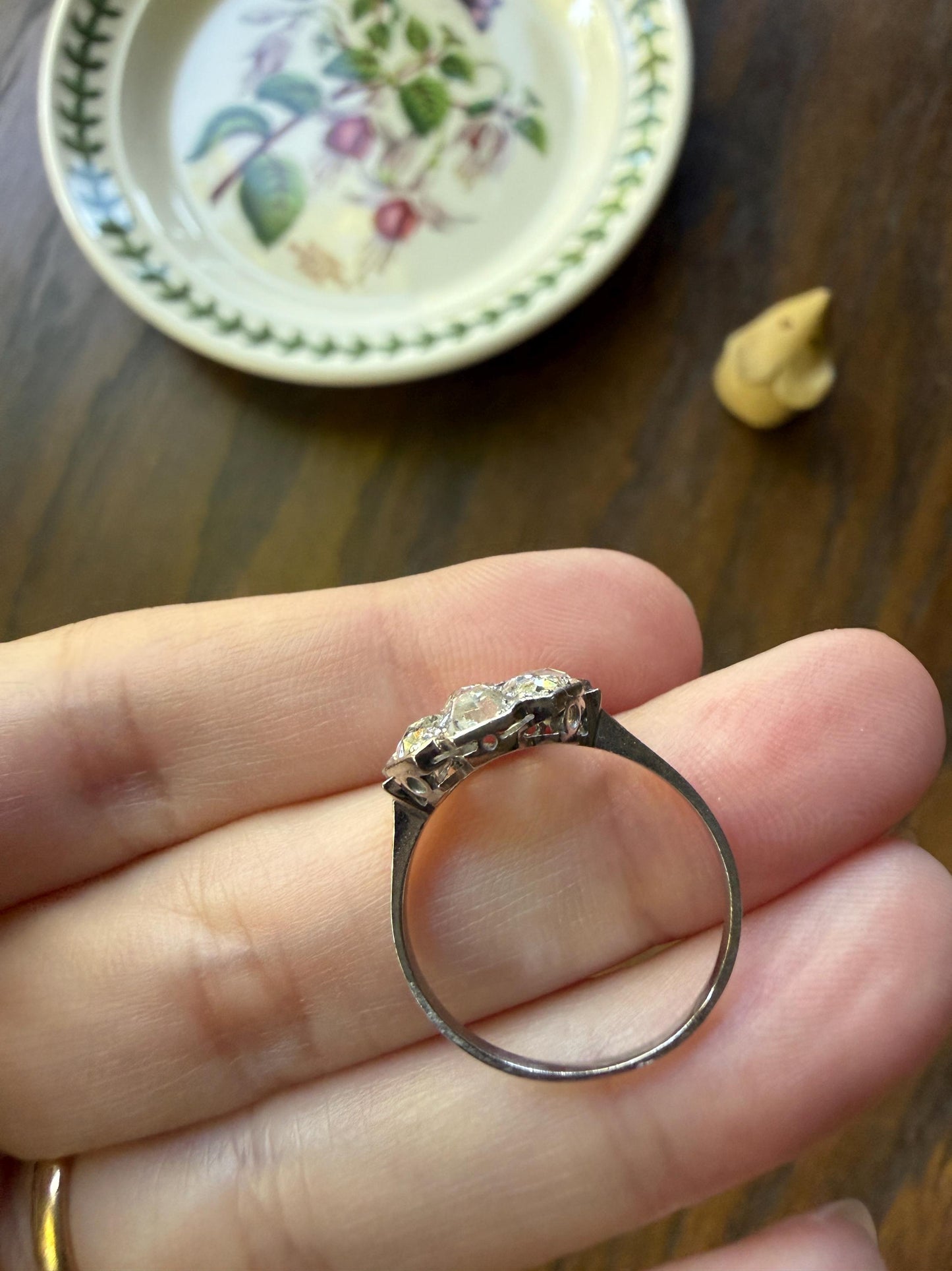 Antique Old Mine & Rose Cut Diamond Cobblestone Daisy Cluster Ring PLATINUM French Edwardian Disco Ball Halo