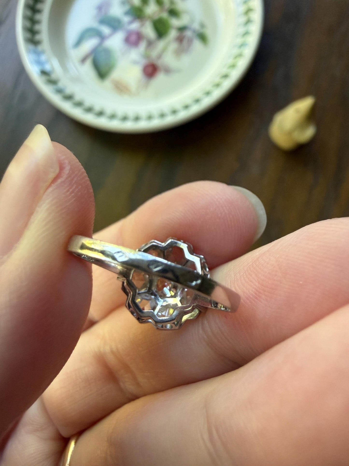 Antique Old Mine & Rose Cut Diamond Cobblestone Daisy Cluster Ring PLATINUM French Edwardian Disco Ball Halo