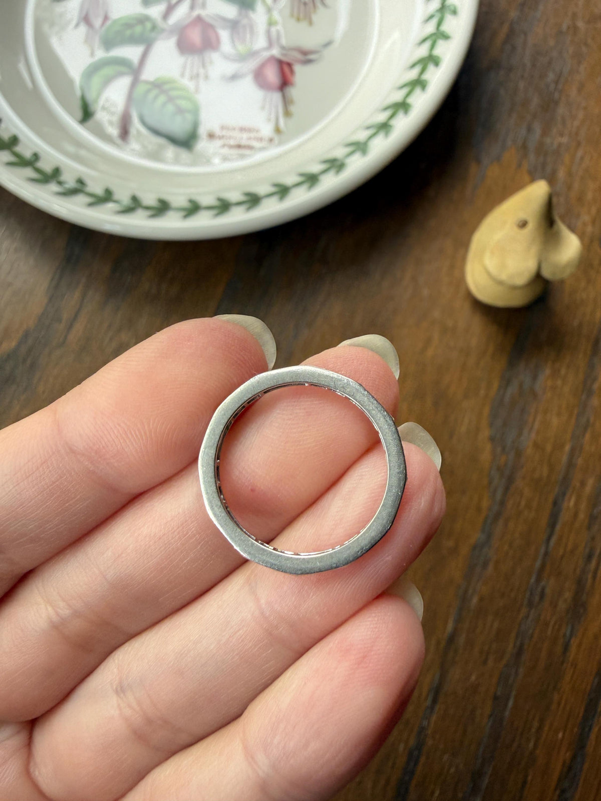 Antique Art Deco 1 Carat PLATINUM Natural Baguette and Old Single Cut Diamond Eternity Ring Skinny Stacker Beveled Channel Set Wedding Band