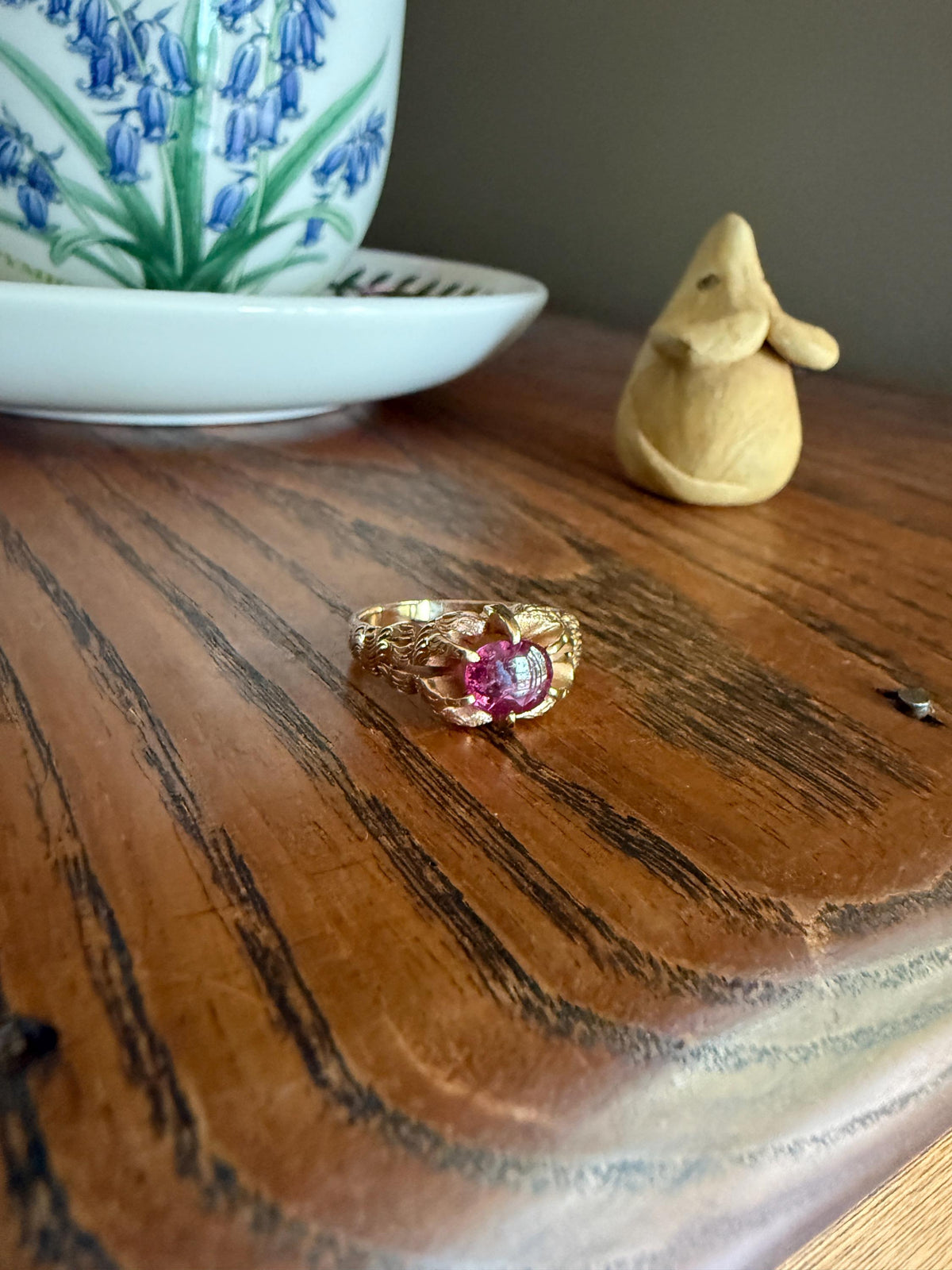 LION Claw Paw Shoulders Juicy Natural Ruby Chunky Ring 10k Gold Victorian Figural Unique Gift 3D Glowing Pinkish Red Orb Animal Jewelry