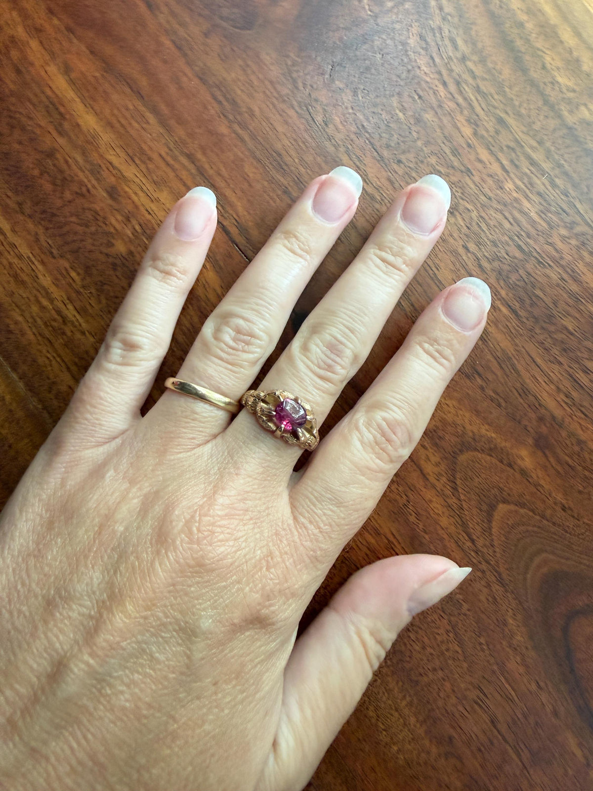 LION Claw Paw Shoulders Juicy Natural Ruby Chunky Ring 10k Gold Victorian Figural Unique Gift 3D Glowing Pinkish Red Orb Animal Jewelry