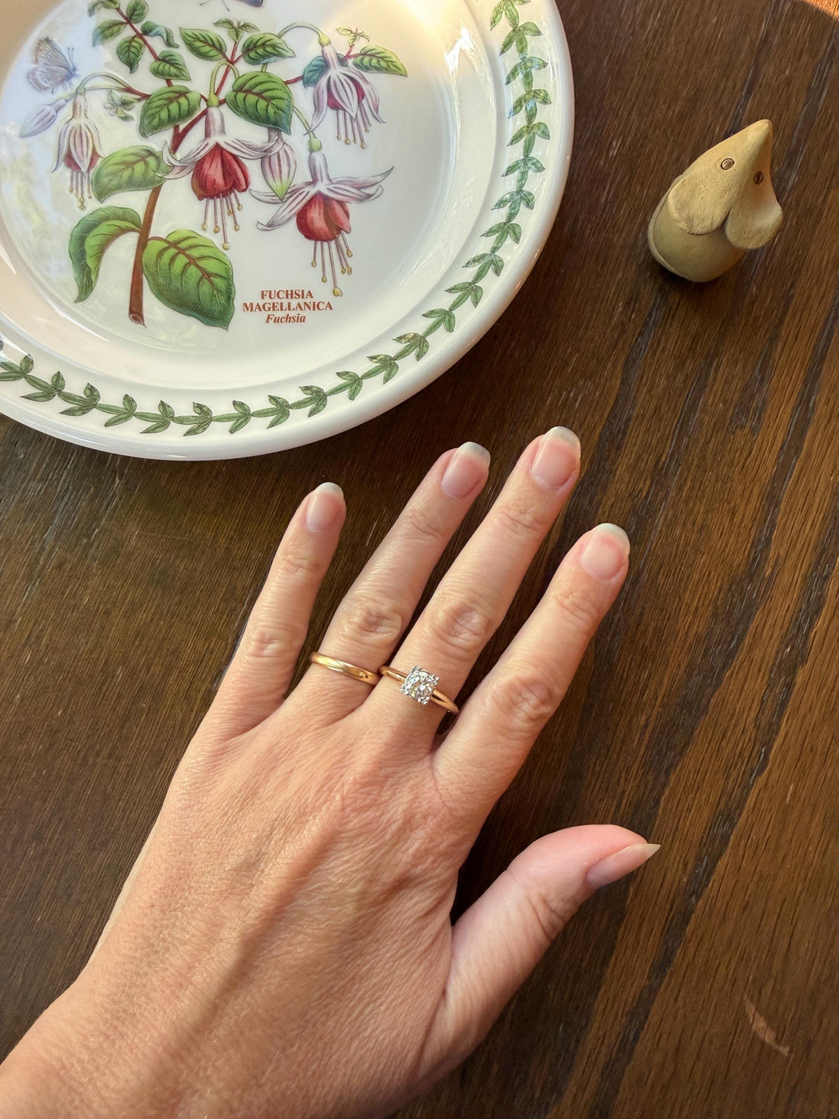 Vintage .67 Carat Transitional Cut Diamond Solitaire Ring 14k Gold Art Deco Square Face Knife Edge Band Engagement Stacker