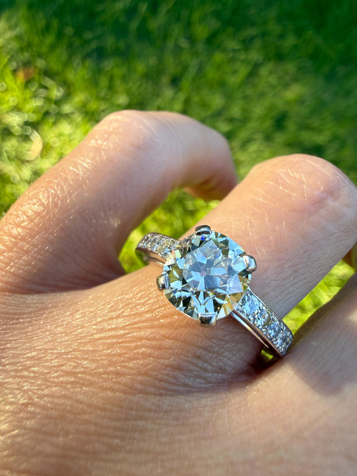Original Vintage Eye Clean 2.25 Carat Natural Old Mine Cut DiAMOND Solitaire Ring French 18k White GOLD Engagement Art Deco 2.75Ctw