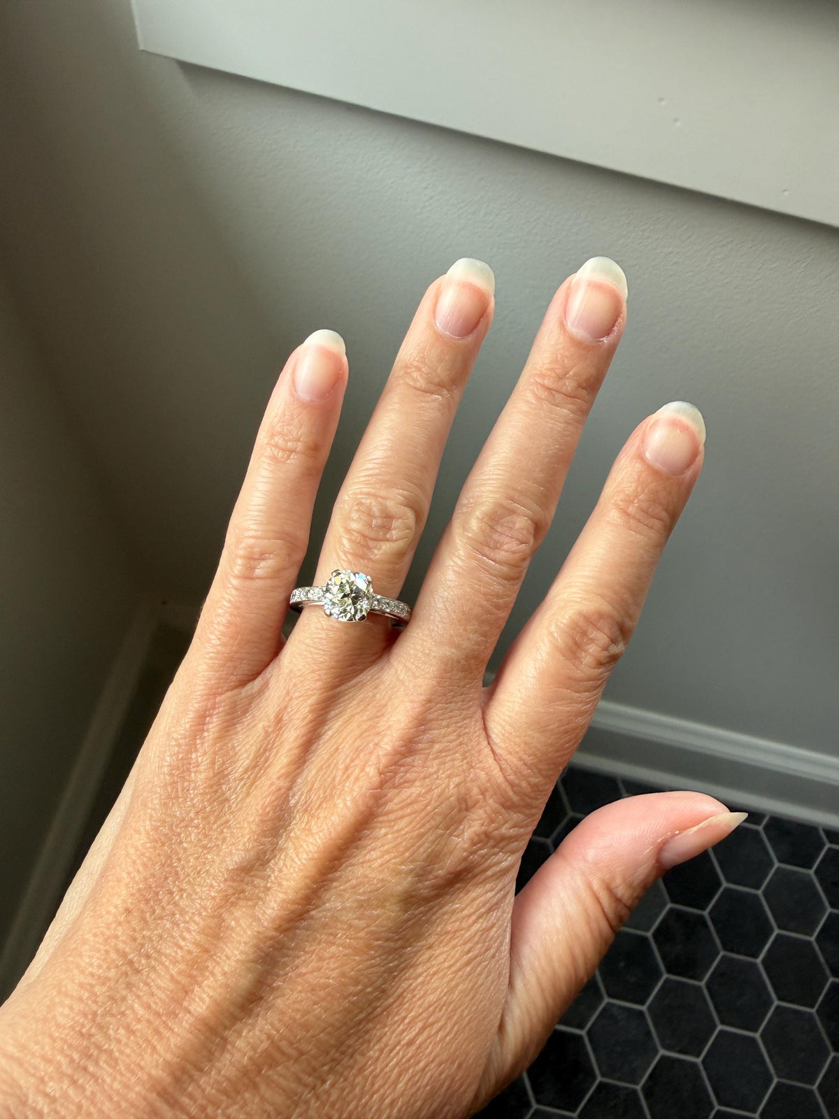 Original Vintage Eye Clean 2.25 Carat Natural Old Mine Cut DiAMOND Solitaire Ring French 18k White GOLD Engagement Art Deco 2.75Ctw