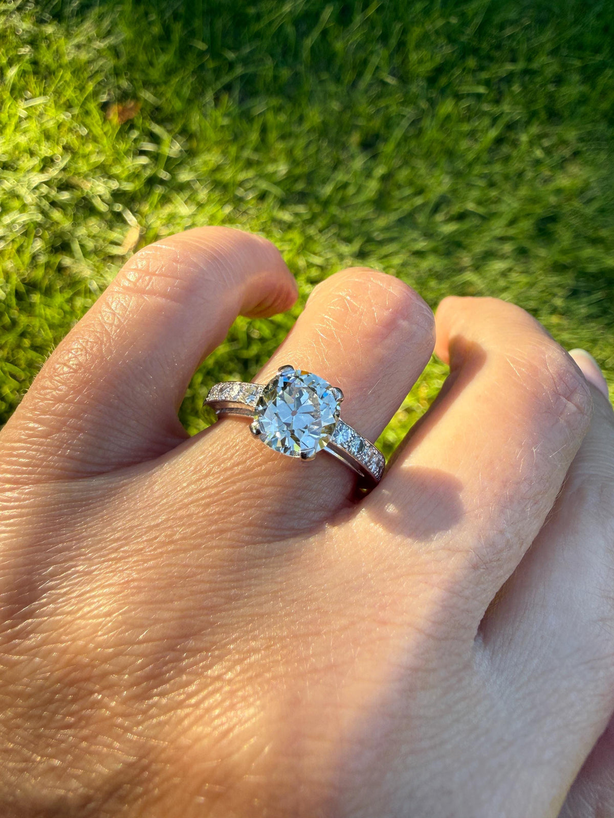 Original Vintage Eye Clean 2.25 Carat Natural Old Mine Cut DiAMOND Solitaire Ring French 18k White GOLD Engagement Art Deco 2.75Ctw