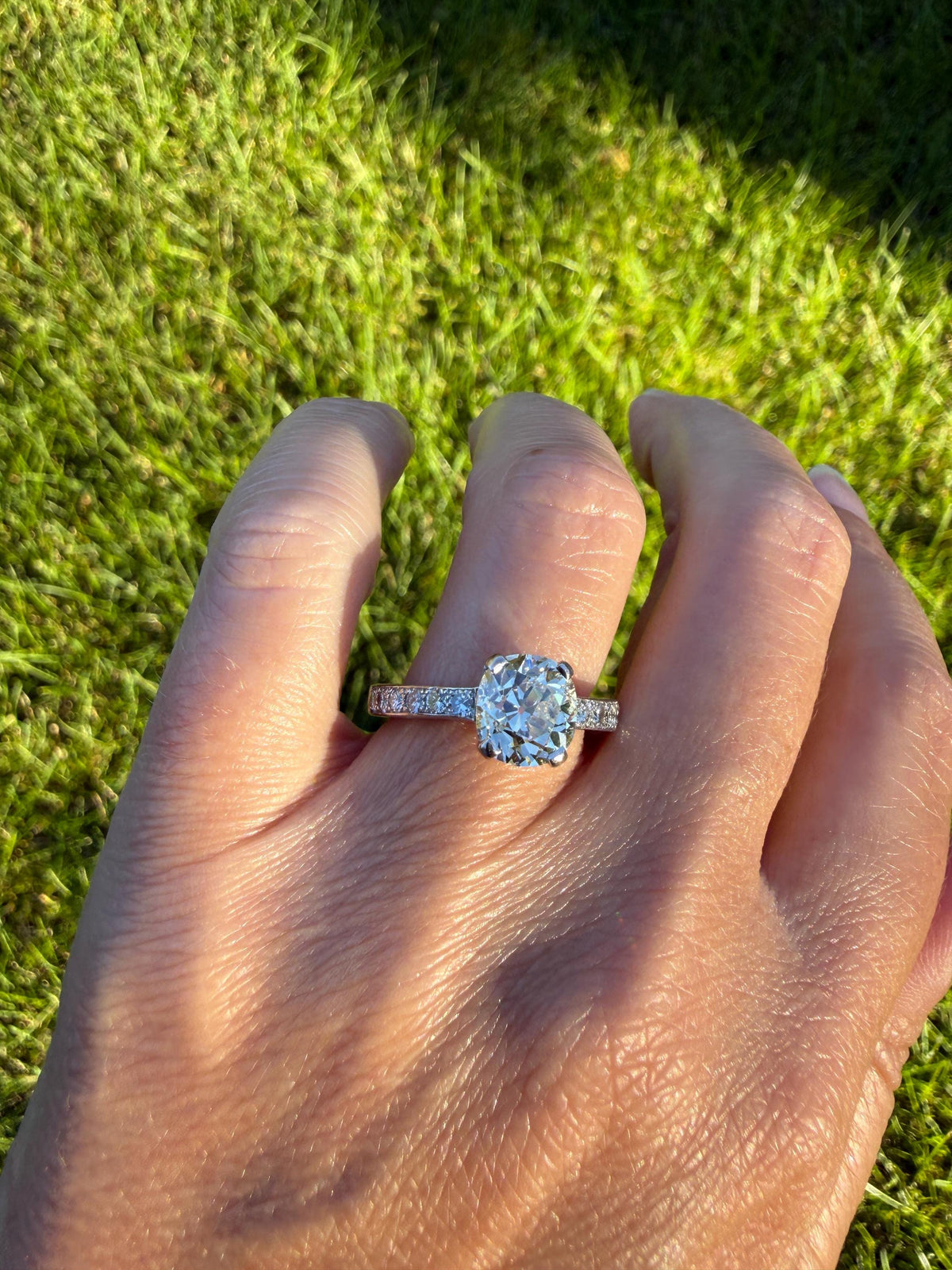 Original Vintage Eye Clean 2.25 Carat Natural Old Mine Cut DiAMOND Solitaire Ring French 18k White GOLD Engagement Art Deco 2.75Ctw