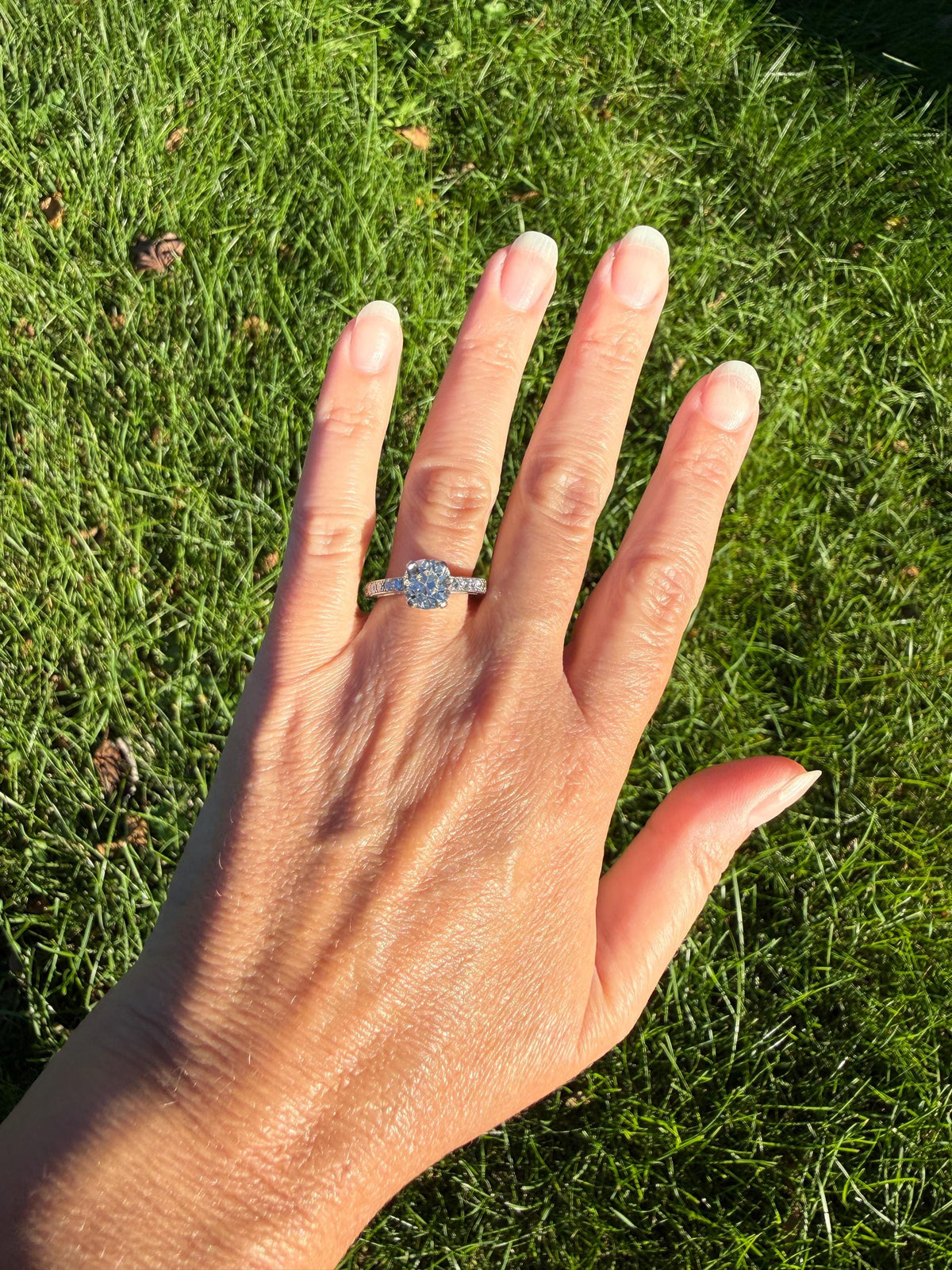 Original Vintage Eye Clean 2.25 Carat Natural Old Mine Cut DiAMOND Solitaire Ring French 18k White GOLD Engagement Art Deco 2.75Ctw