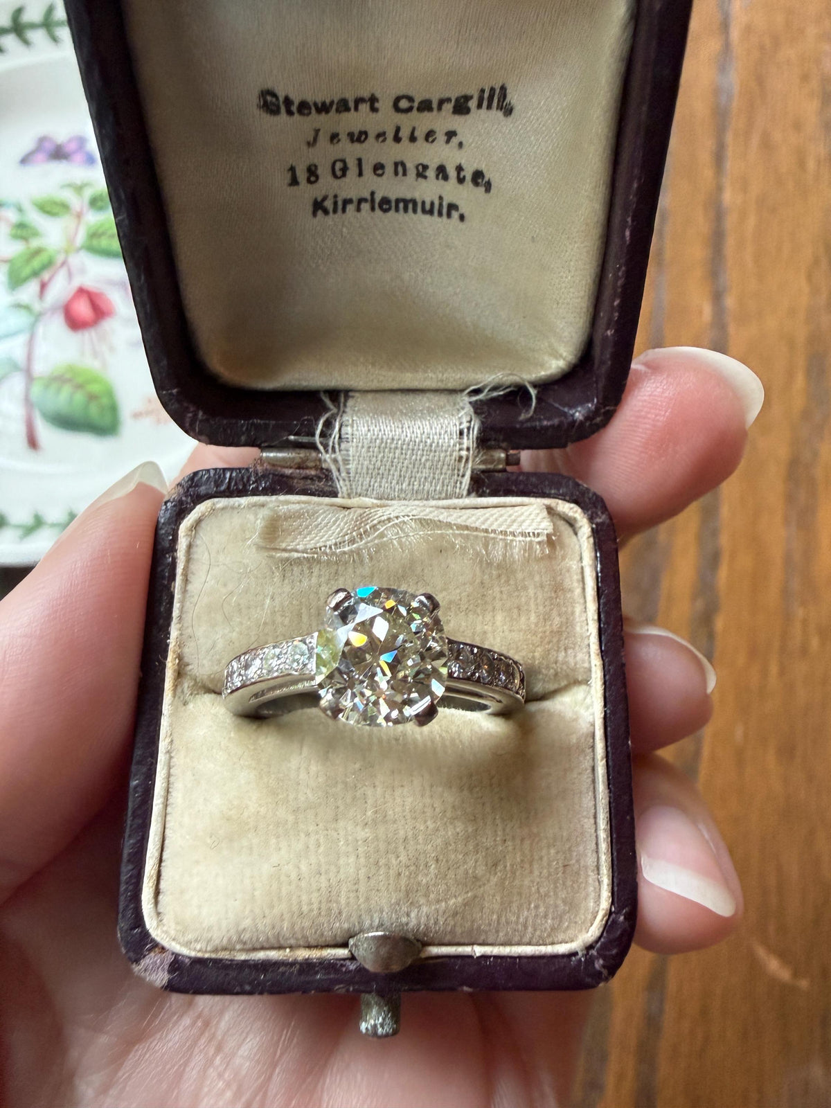 Original Vintage Eye Clean 2.25 Carat Natural Old Mine Cut DiAMOND Solitaire Ring French 18k White GOLD Engagement Art Deco 2.75Ctw