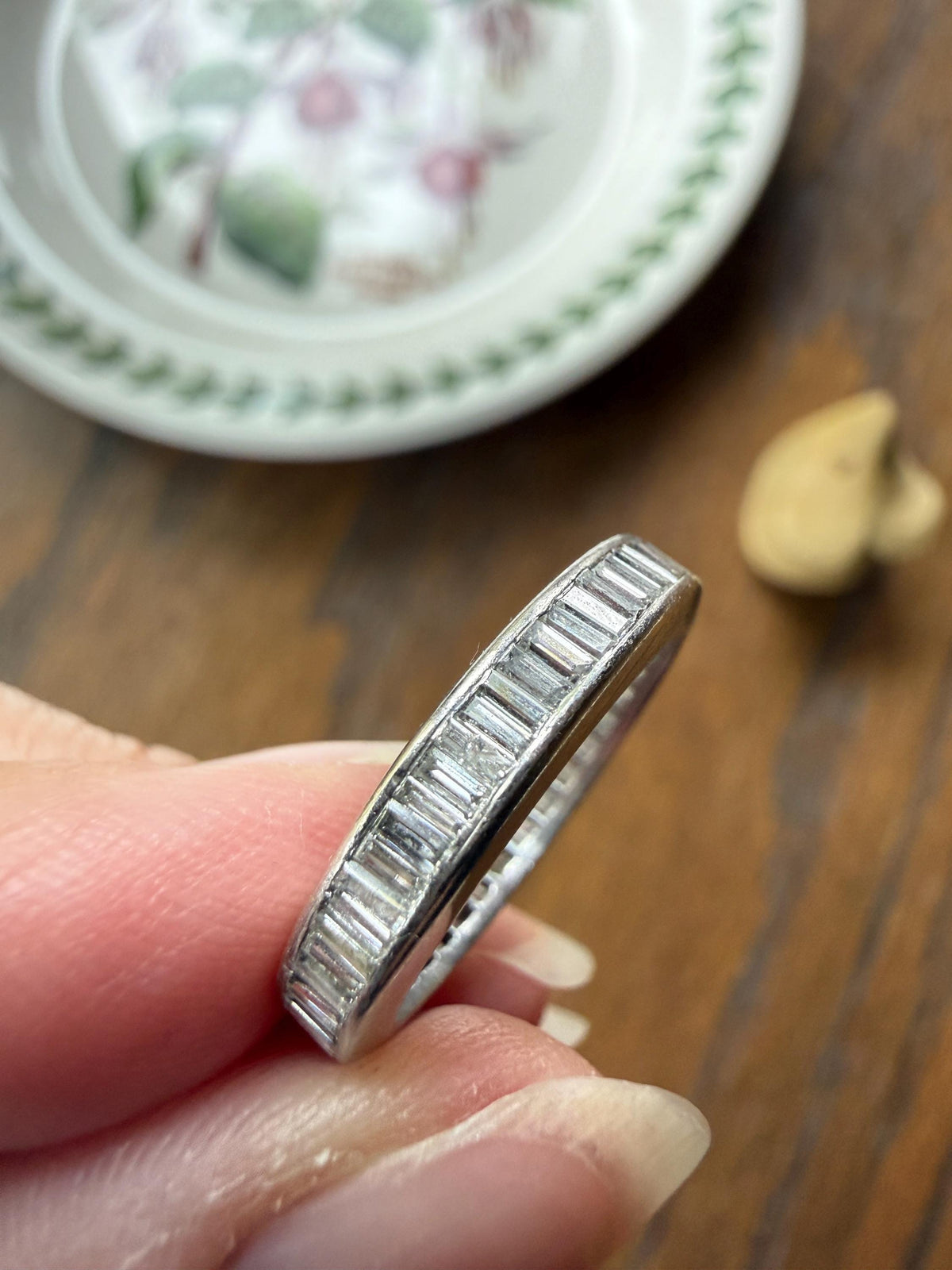Vintage 2.6 Carats PLATINUM Natural Baguette Eternity Ring Skinny Stacker Channel Set Wedding Band 4mm Wide