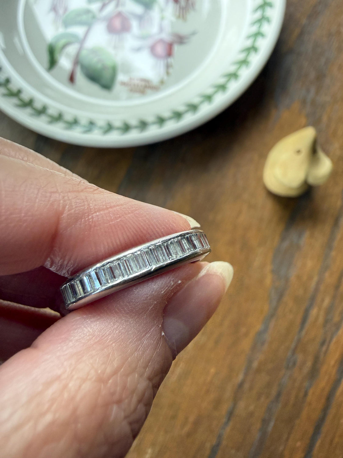 Vintage 2.6 Carats PLATINUM Natural Baguette Eternity Ring Skinny Stacker Channel Set Wedding Band 4mm Wide