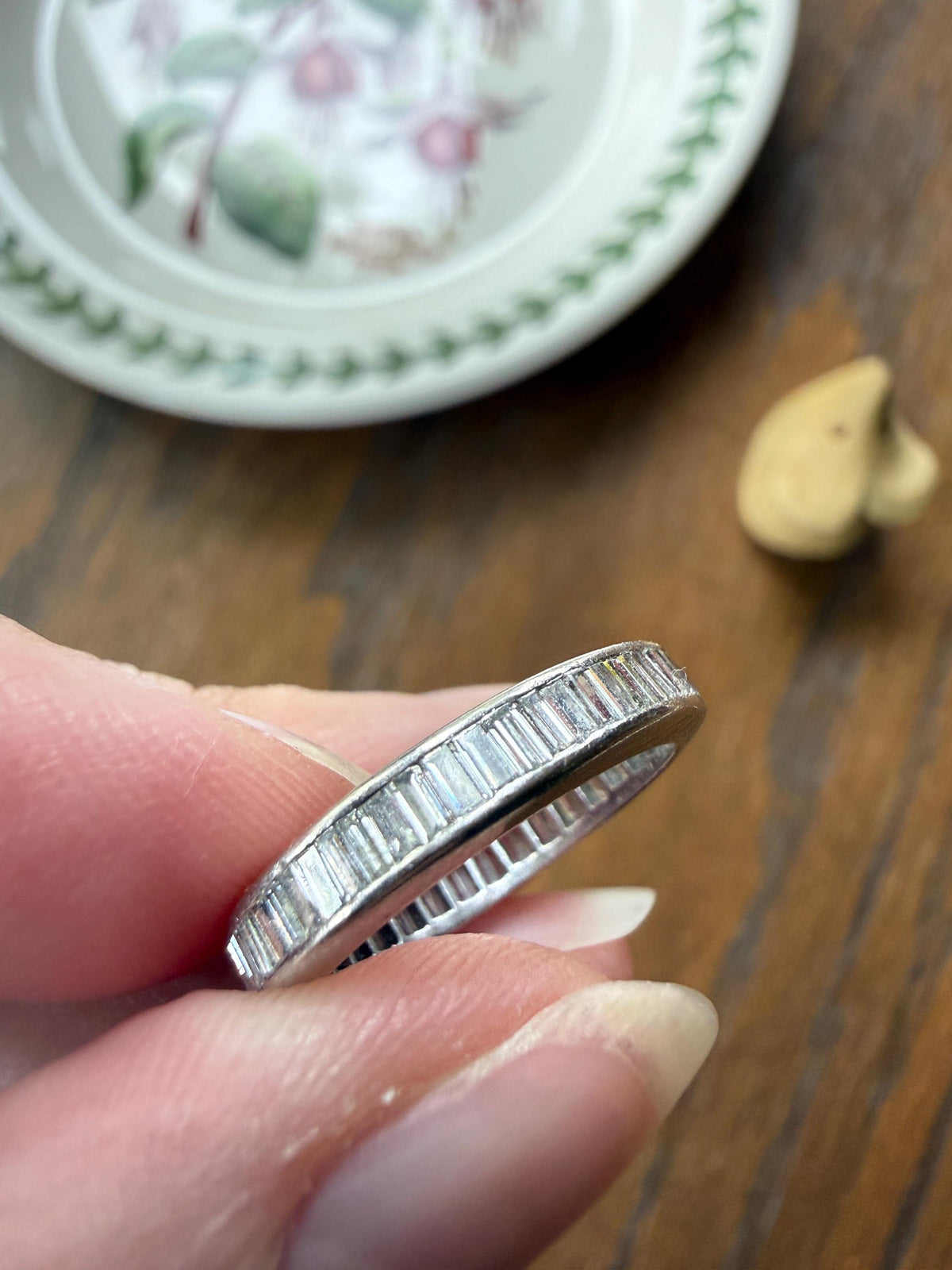 Vintage 2.6 Carats PLATINUM Natural Baguette Eternity Ring Skinny Stacker Channel Set Wedding Band 4mm Wide