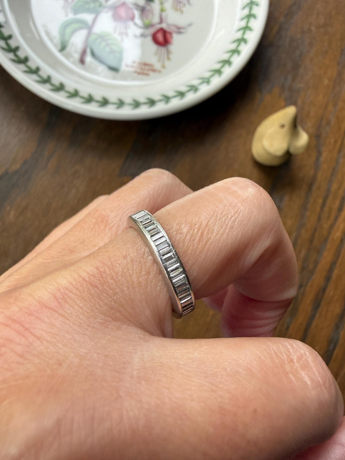 Vintage 2.6 Carats PLATINUM Natural Baguette Eternity Ring Skinny Stacker Channel Set Wedding Band 4mm Wide