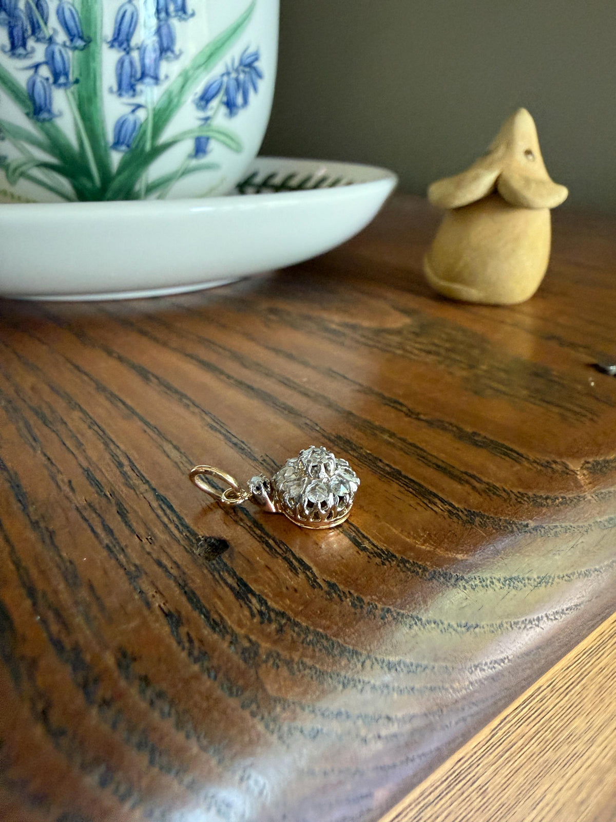 Daisy Cluster Pendant Dainty Natural Rose Cut DIAMOND Antique Victorian 18k Gold Platinum Pendant Necklace Bracelet Charm Floral
