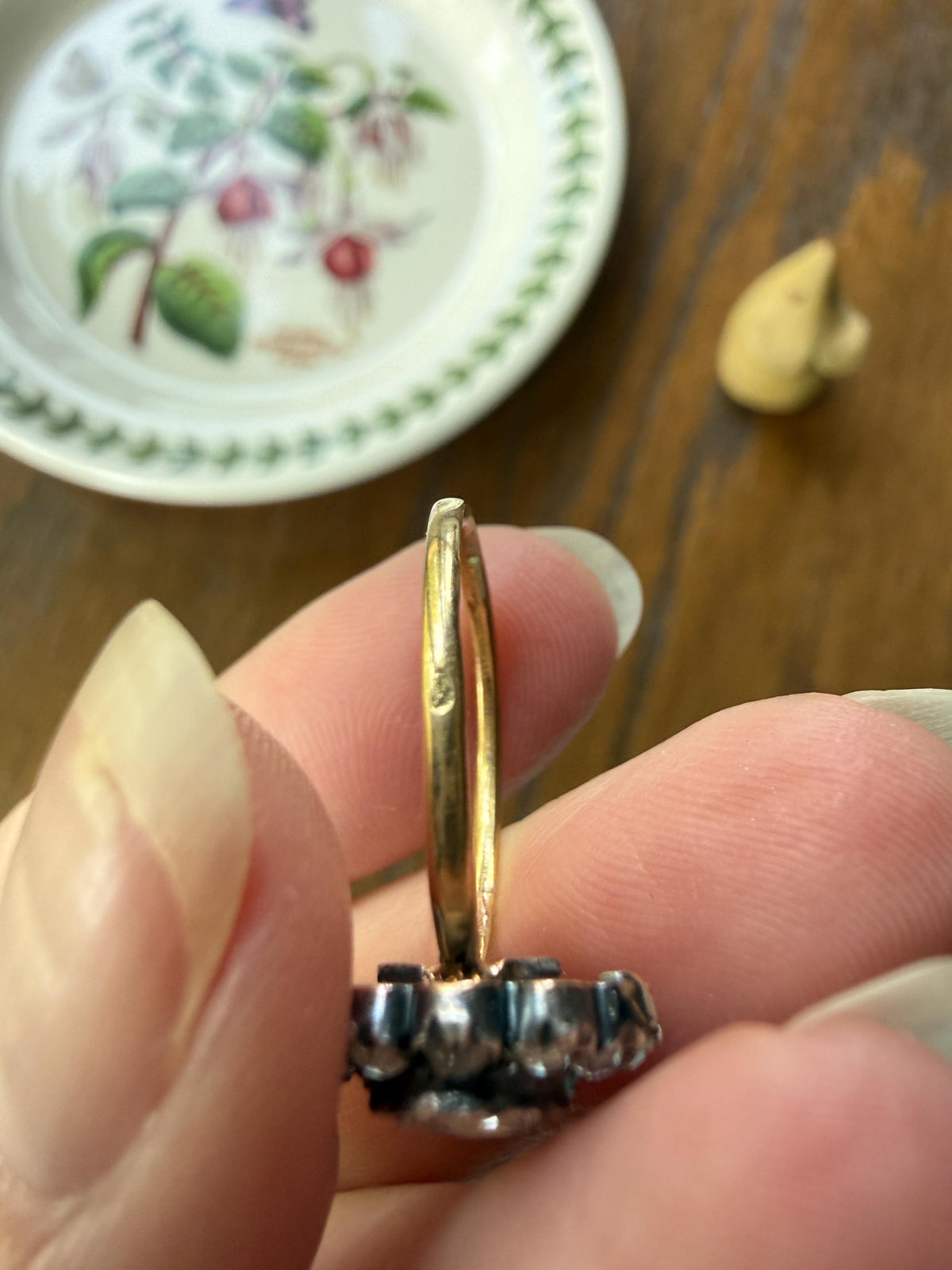 Antique Old Mine & Eye Clean Rose Cut Diamond Daisy Cluster Ring 18k Silver French Edwardian Disco Ball Halo Scalloped Stacker