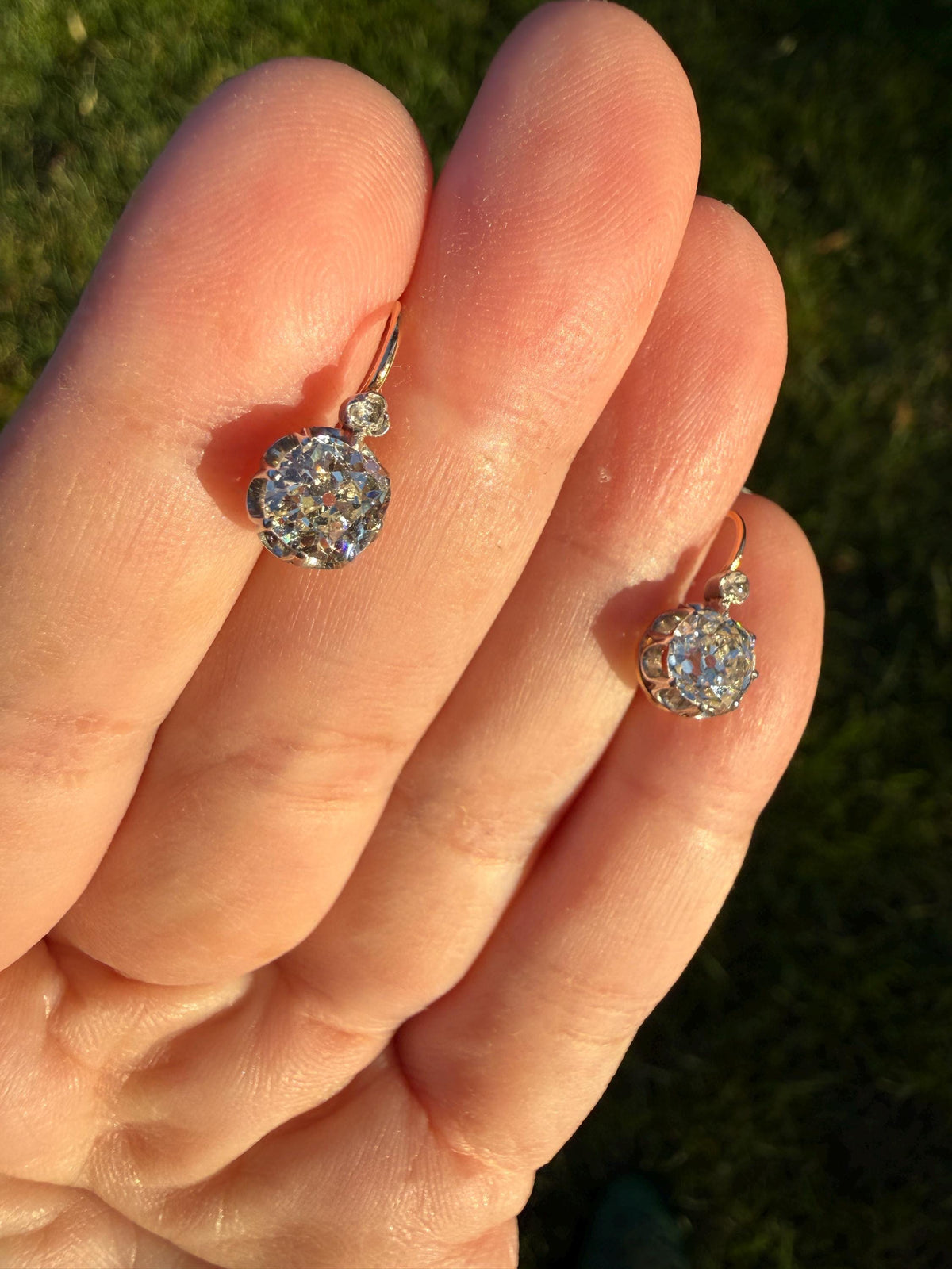 BOXED Original Antique 1.75 Carat Tdw Old Mine Cut Diamond Earrings 18k Gold Platinum French Victorian Dangle Dormeuse Gift Belle Epoque