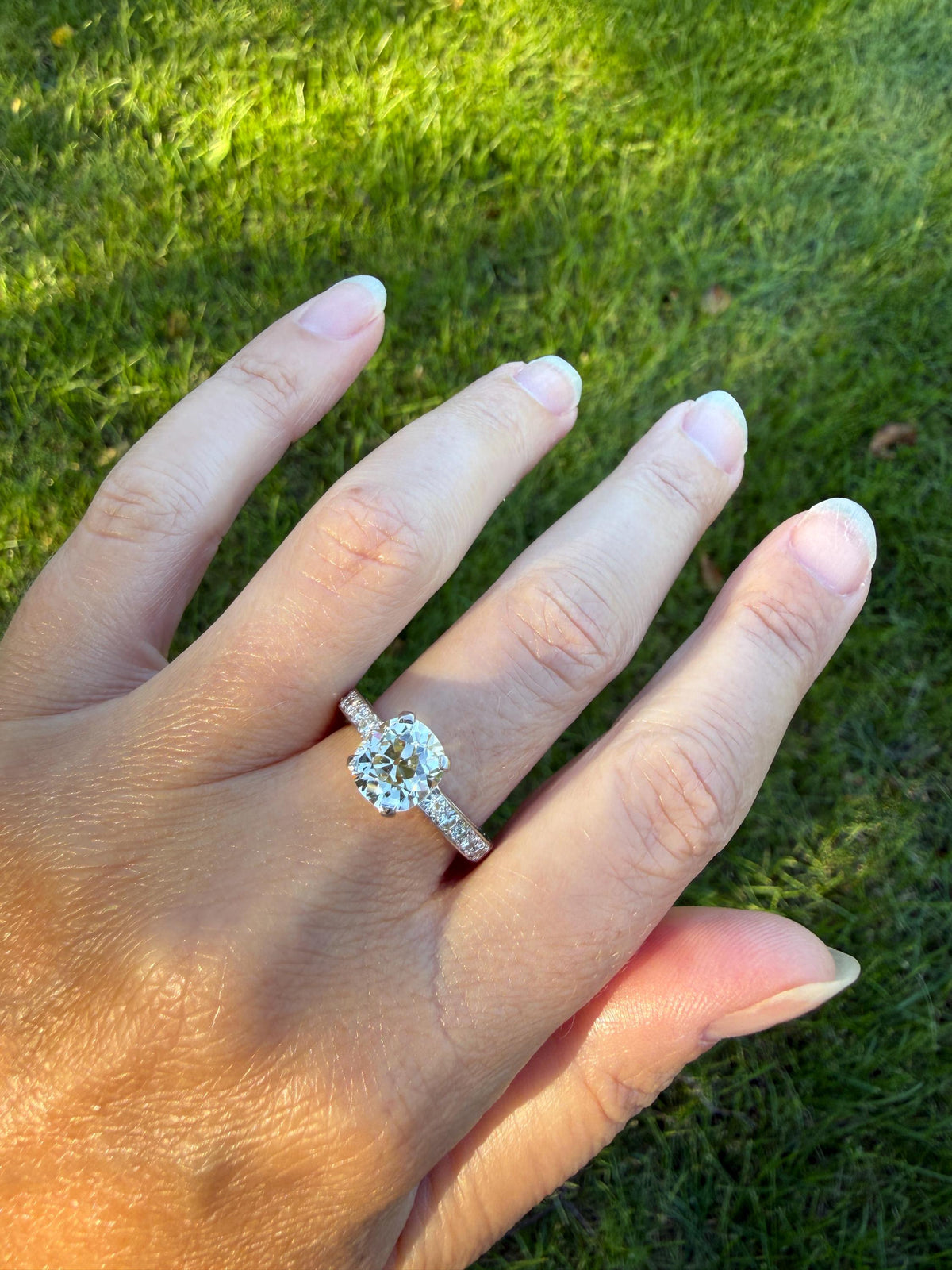 Original Vintage Eye Clean 2.25 Carat Natural Old Mine Cut DiAMOND Solitaire Ring French 18k White GOLD Engagement Art Deco 2.75Ctw