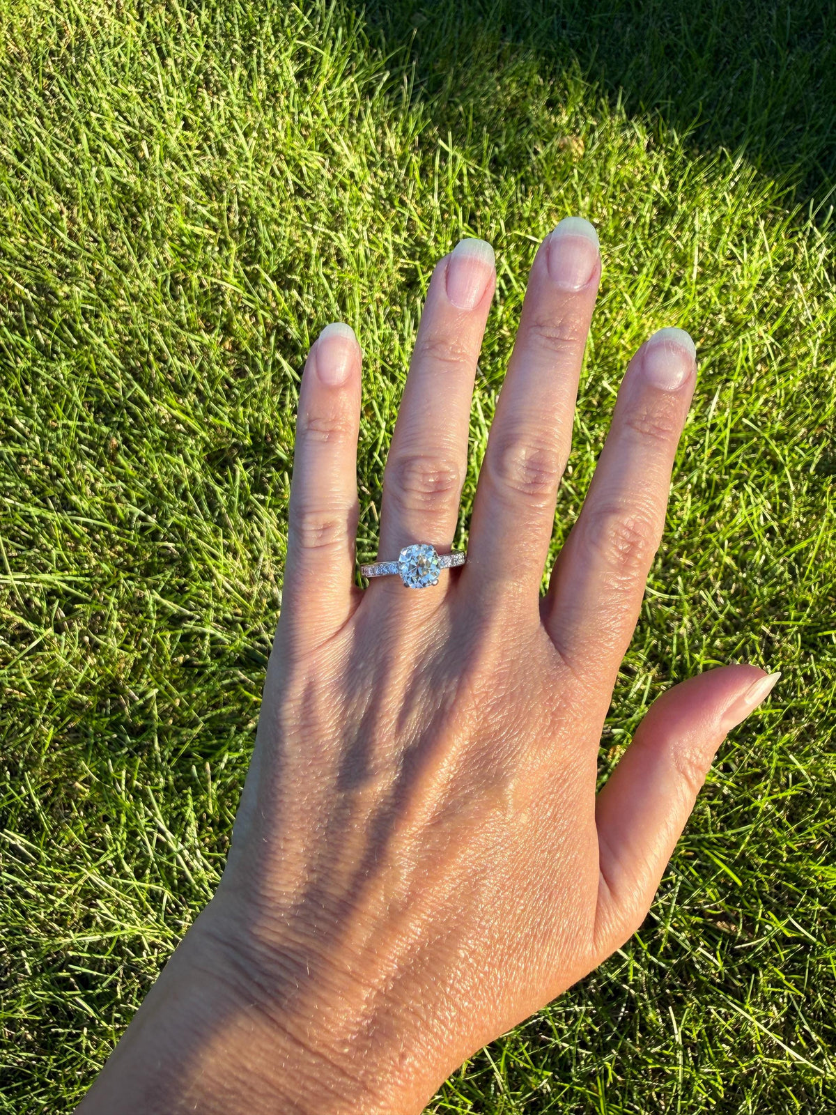 Original Vintage Eye Clean 2.25 Carat Natural Old Mine Cut DiAMOND Solitaire Ring French 18k White GOLD Engagement Art Deco 2.75Ctw